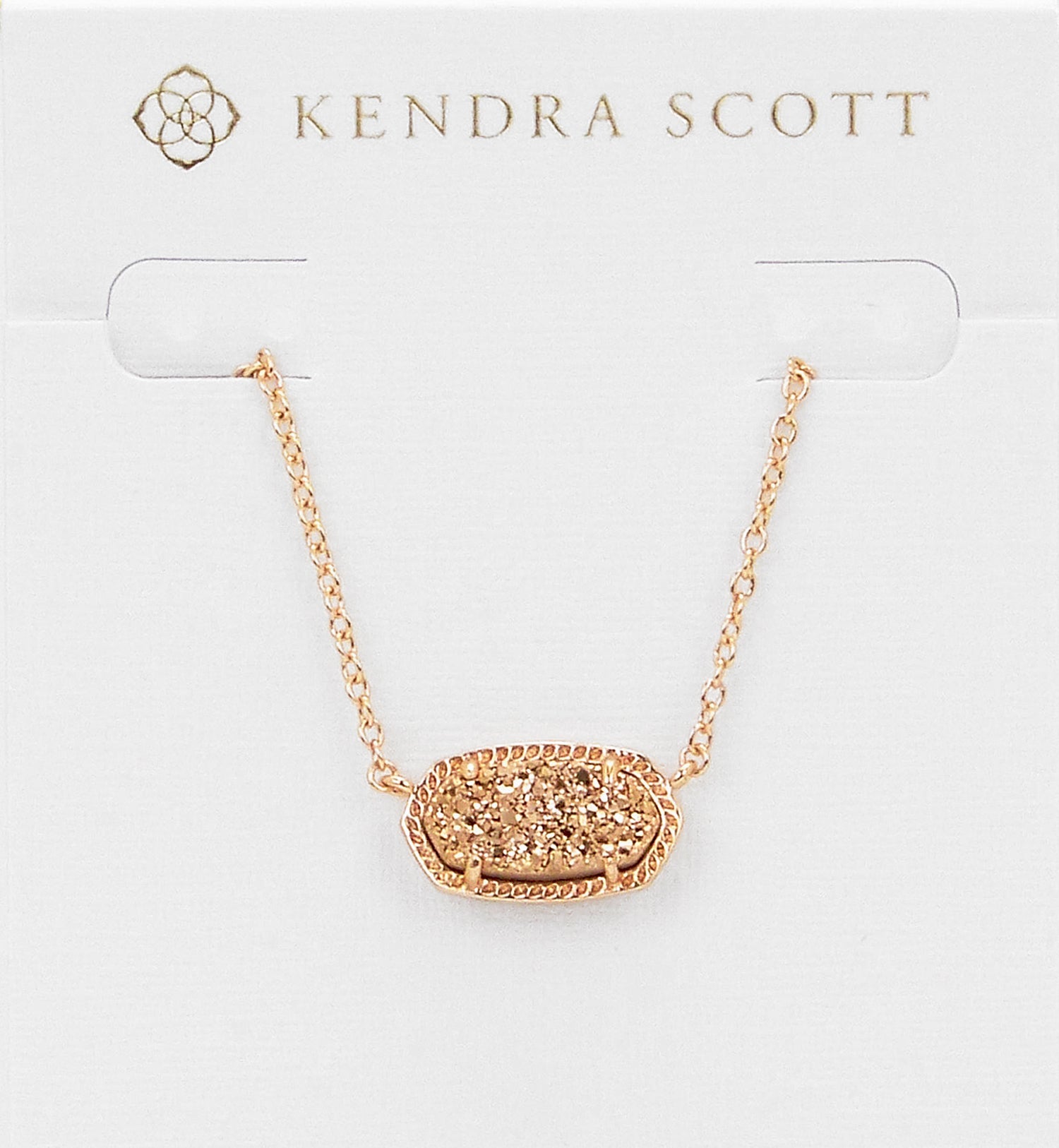 Kendra Scott Elisa Oval Pendant Necklace in Rose Gold Drusy and Rose Gold