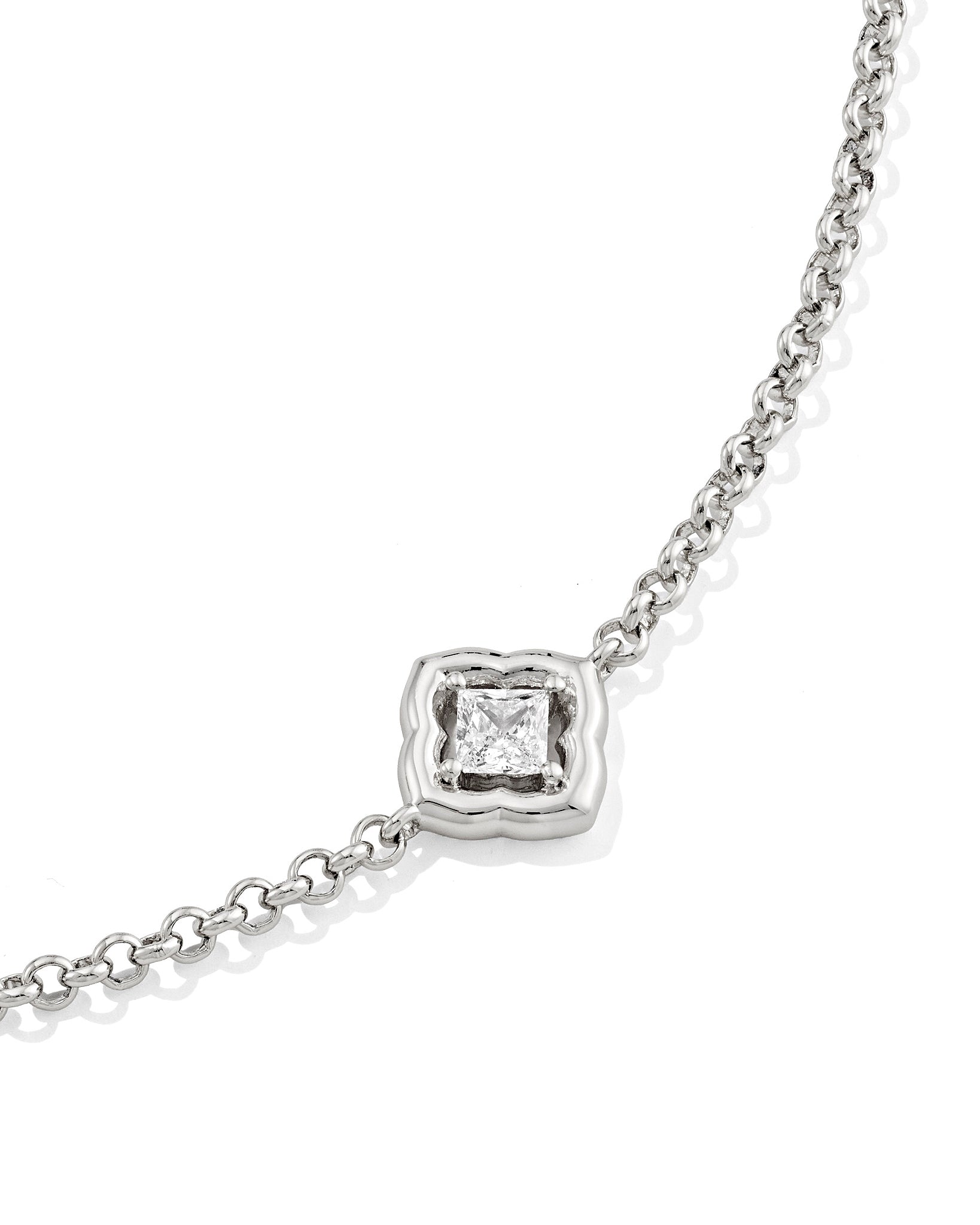 Kendra Scott Mallory Crystal Delicate Chain Bracelet in White CZ and Rhodium