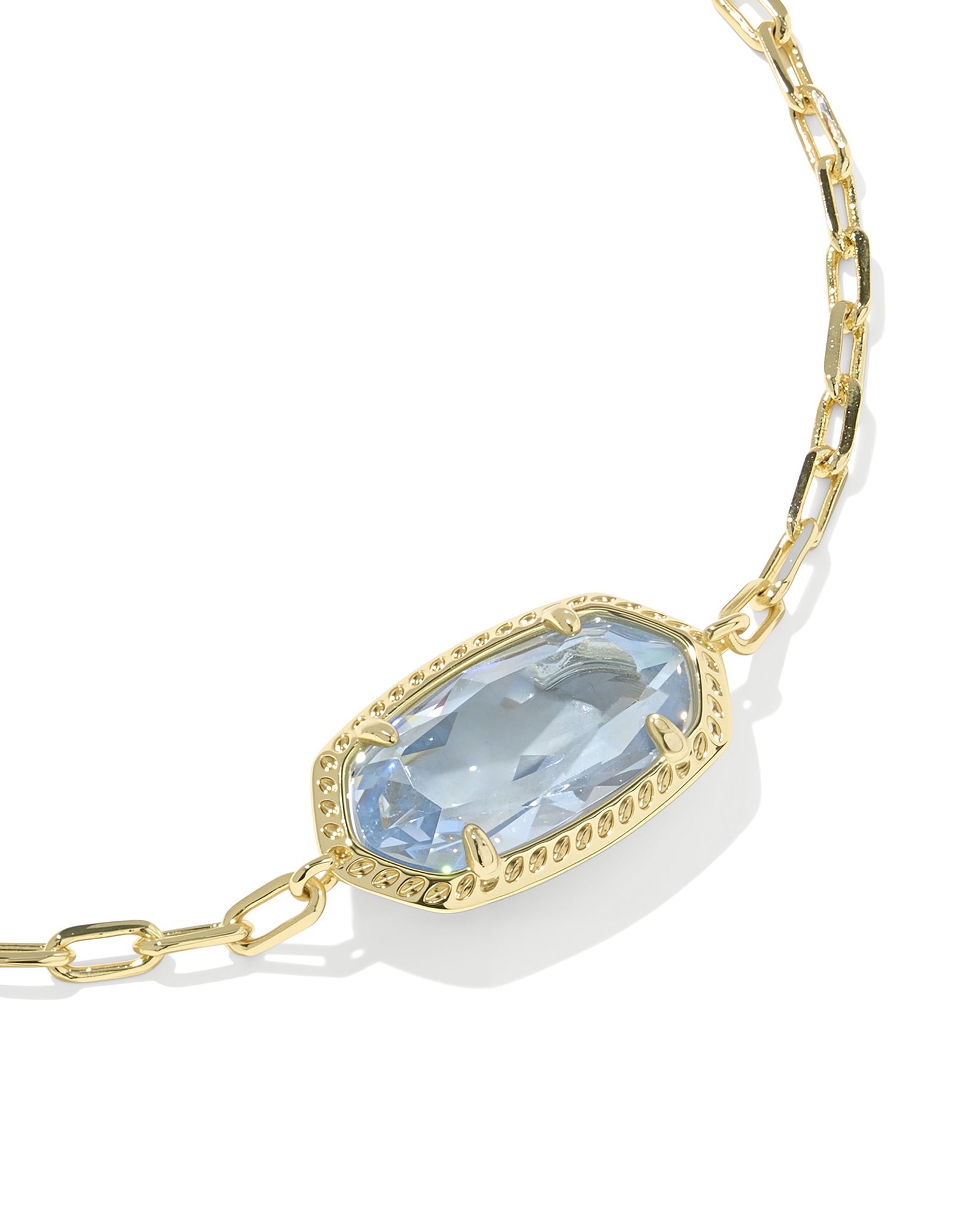 Kendra Scott Elaina Luxe Chain Oval Bracelet in Light Blue CZ and Gold Plated