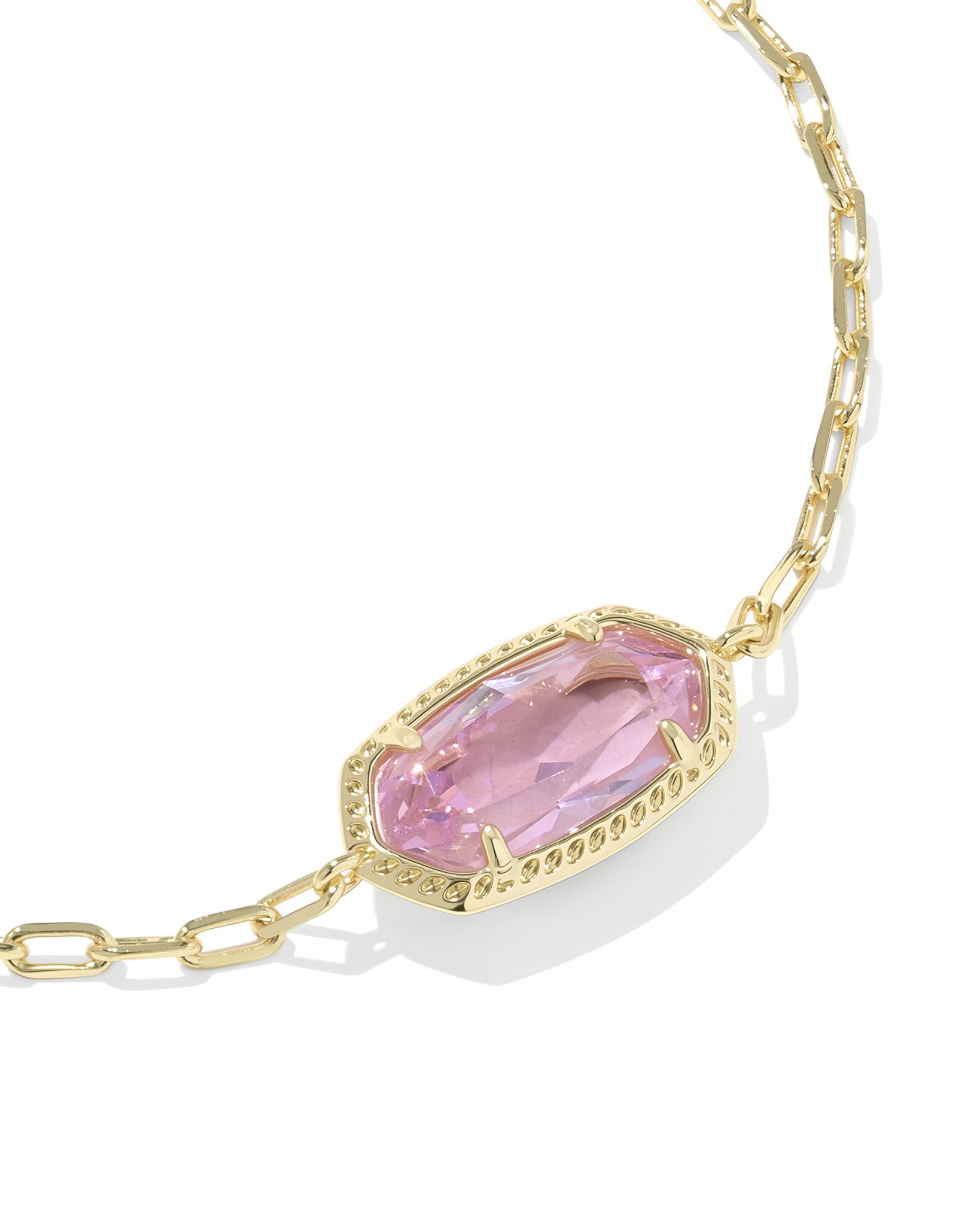 Kendra Scott Elaina Luxe Chain Oval Bracelet in Light Pink CZ and Gold Plated
