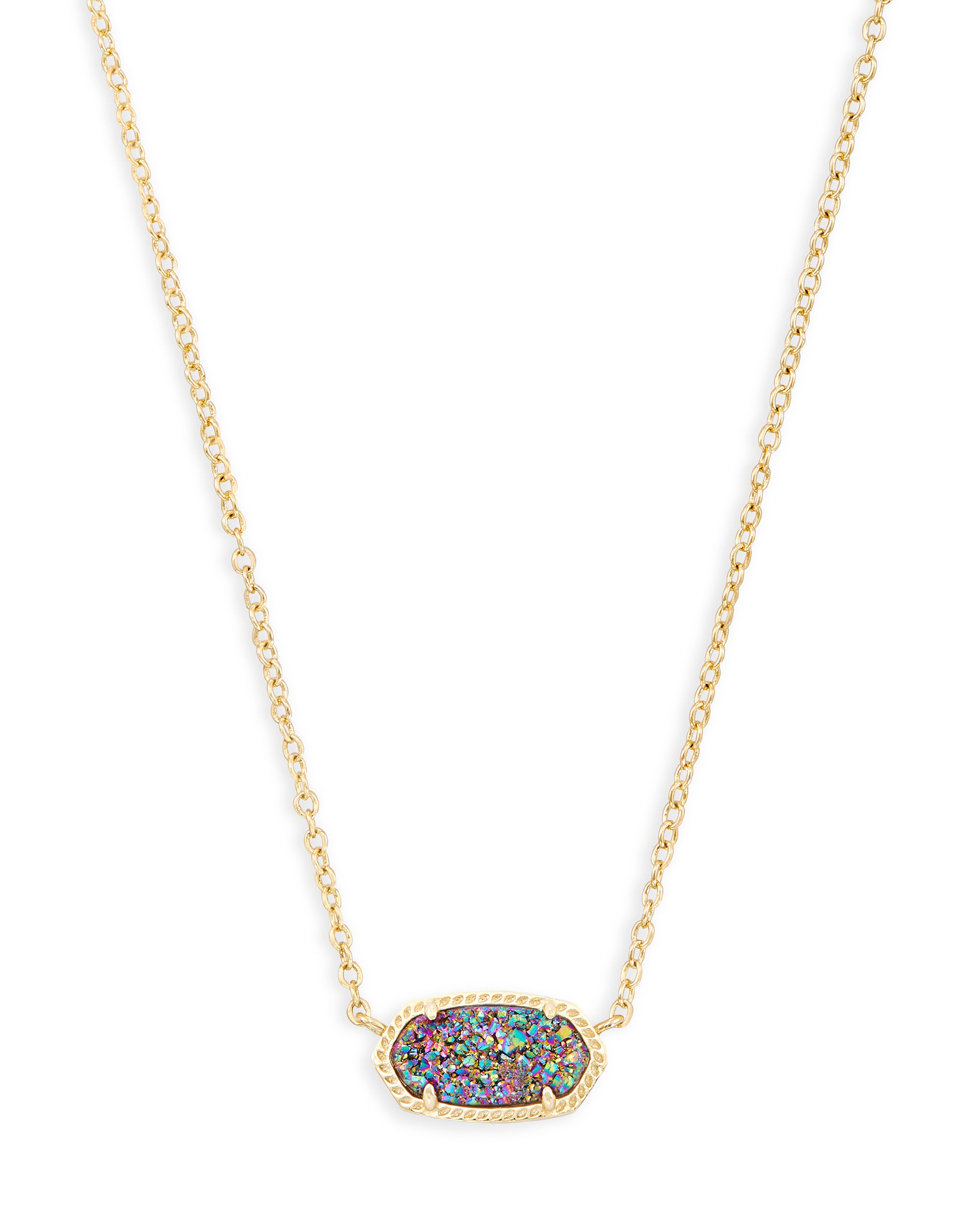 Kendra Scott Elisa Oval Pendant Necklace in Multi Drusy and Gold