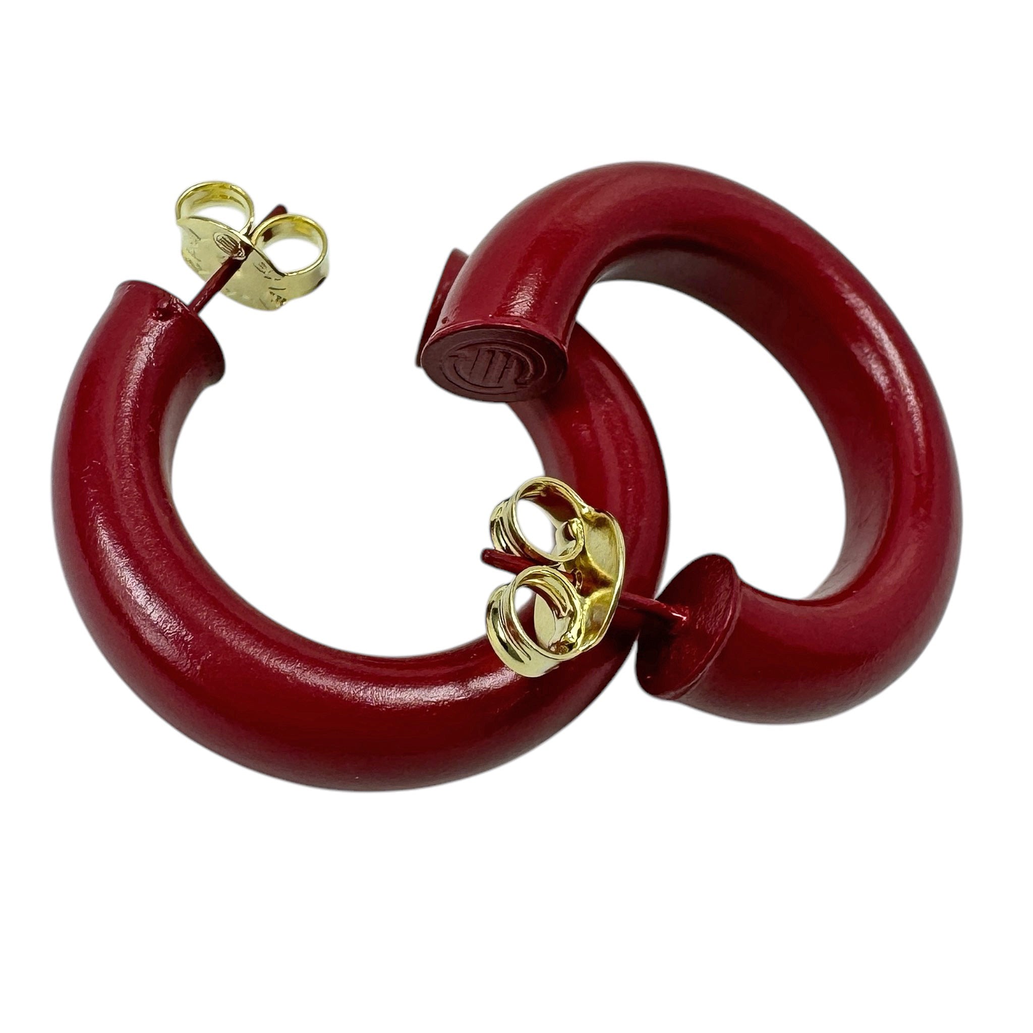 Sheila Fajl Thick Small Chantal Hoop Earrings in Painted Maroon