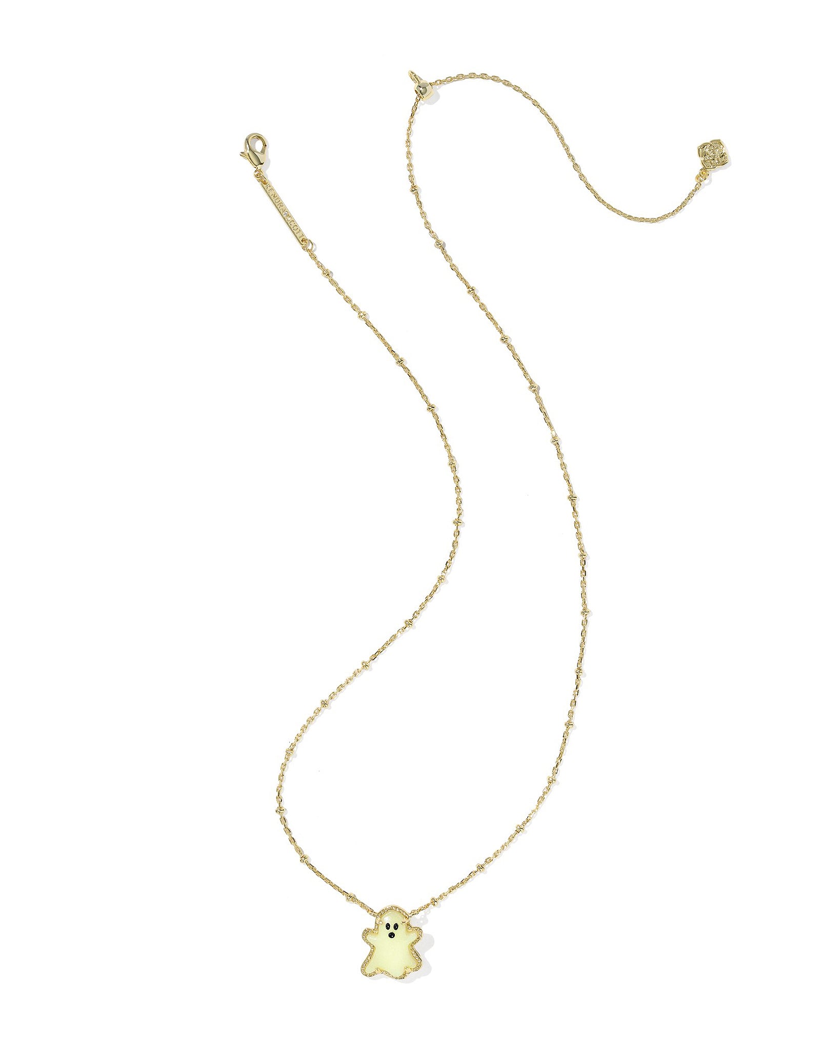 Kendra Scott Ghost Short Pendant Necklace in White Glow in the Dark Glass and Gold