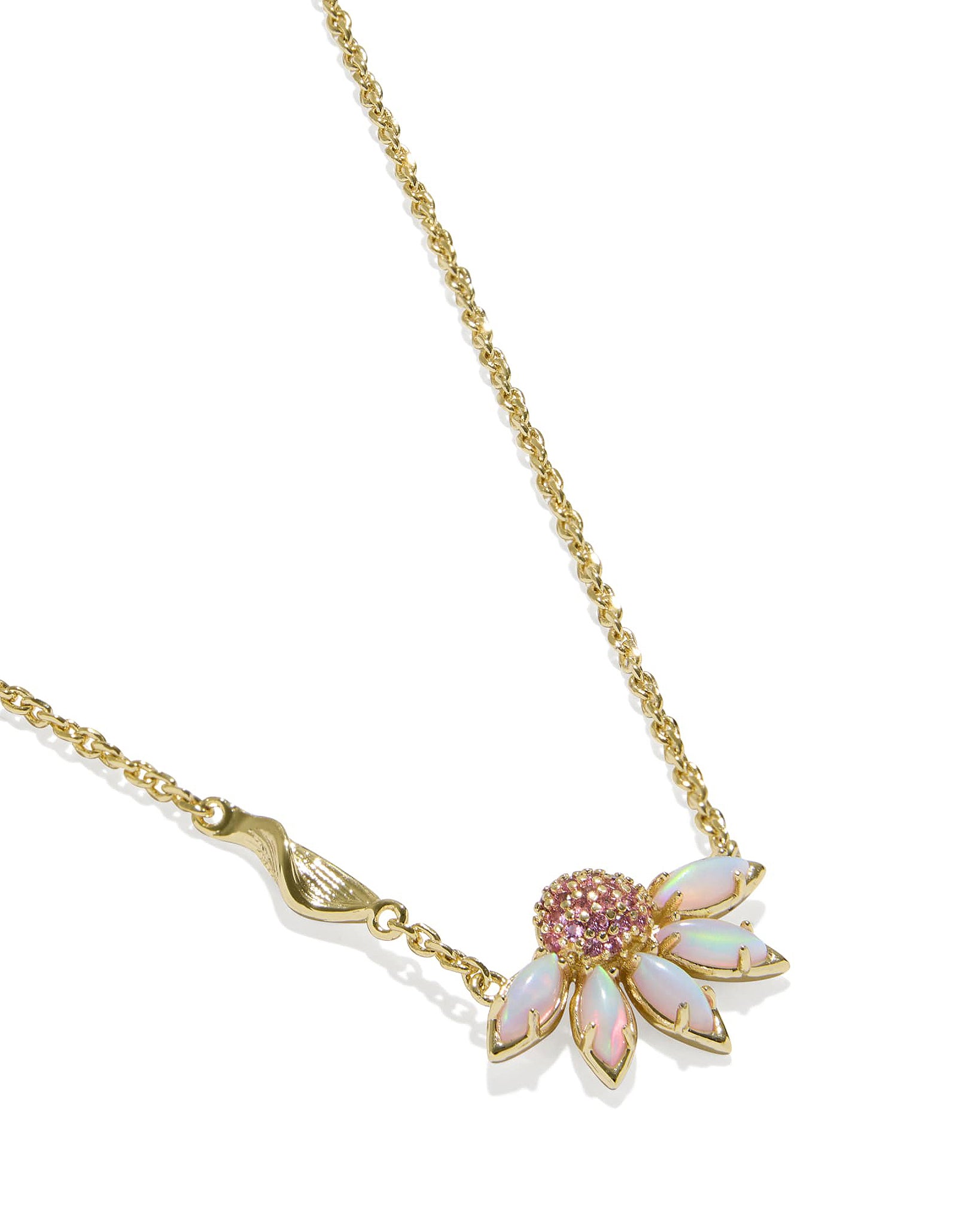 Kendra Scott Anya Flower Short Pendant Necklace in Light Pink Mix and Gold Plated