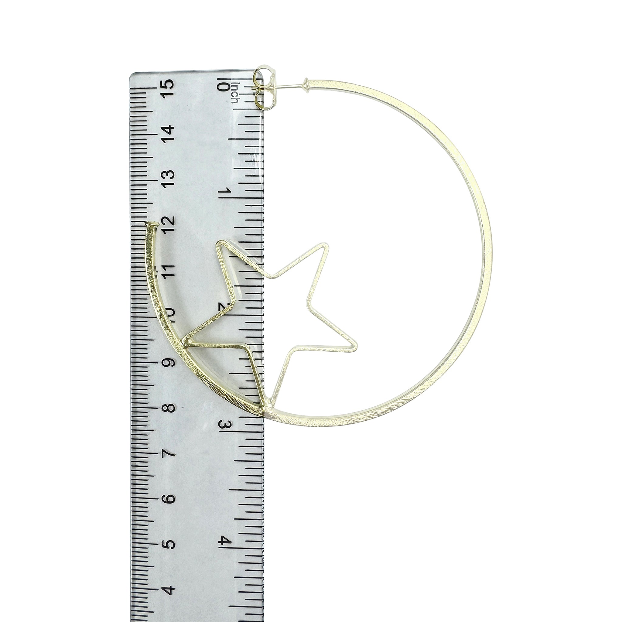 Sheila Fajl Large Star Gazing Statement Hoop Earrings in Brushed Gold Plated