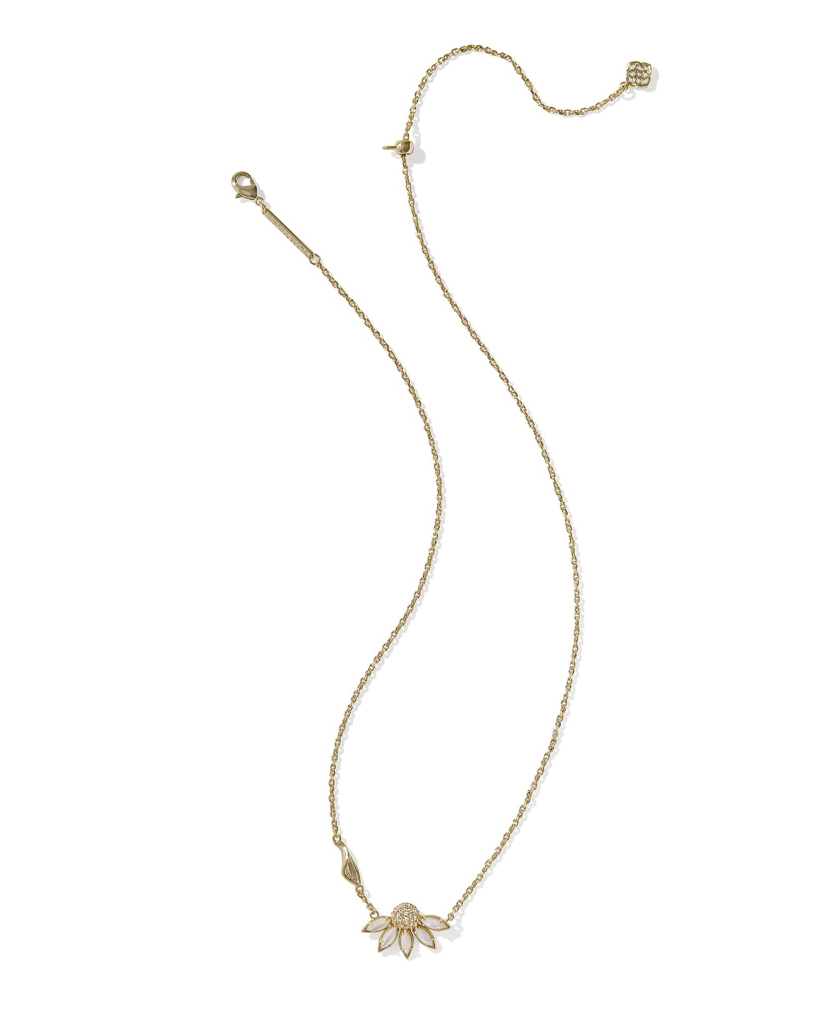 Kendra Scott Anya Flower Short Pendant Necklace in Ivory Mix and Gold Plated