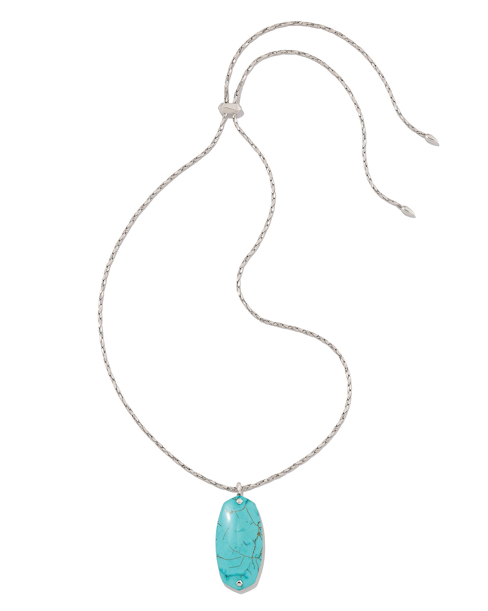 Kendra Scott Danielle Riveted Reversible Long Pendant Necklace in Variegated Turquoise Magnesite and Rhodium