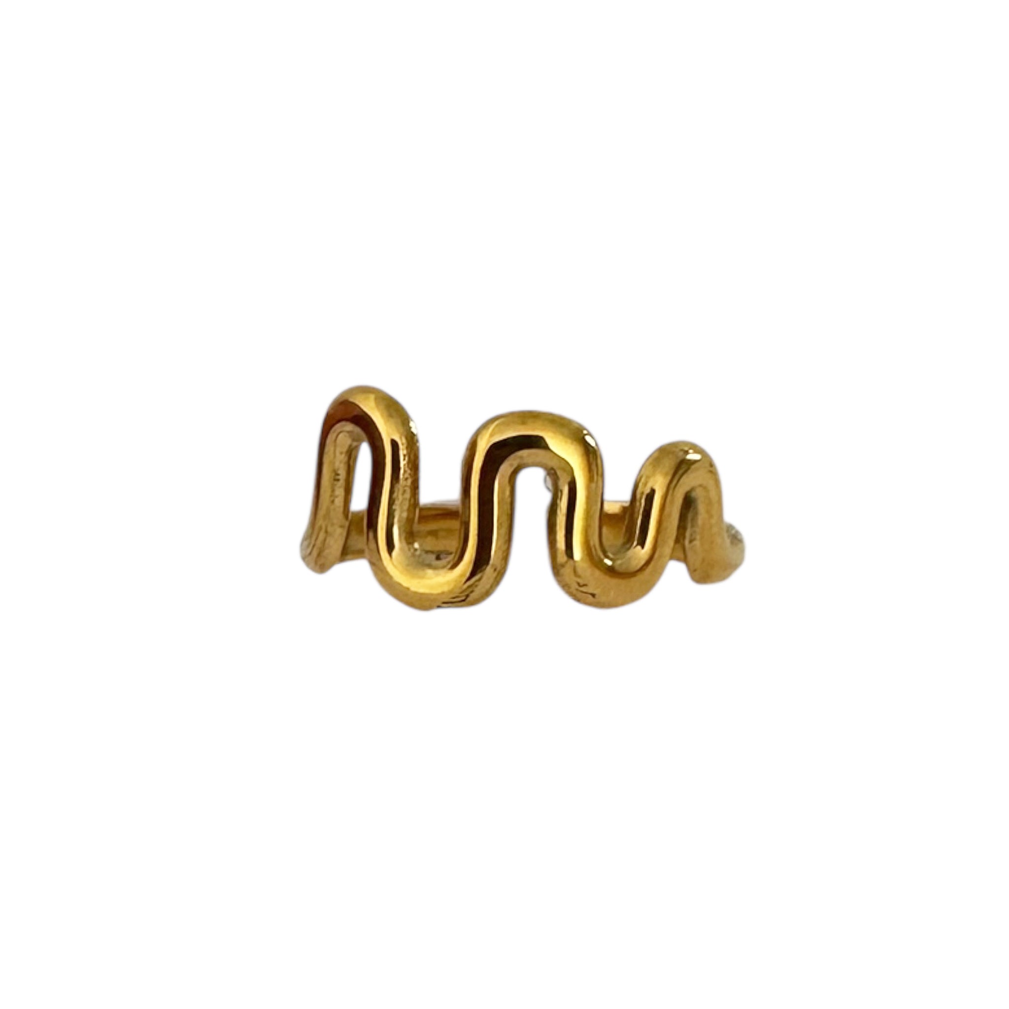 Peter and June Alma Wavy Adjustable Band Ring in Polished 18k Gold Plated