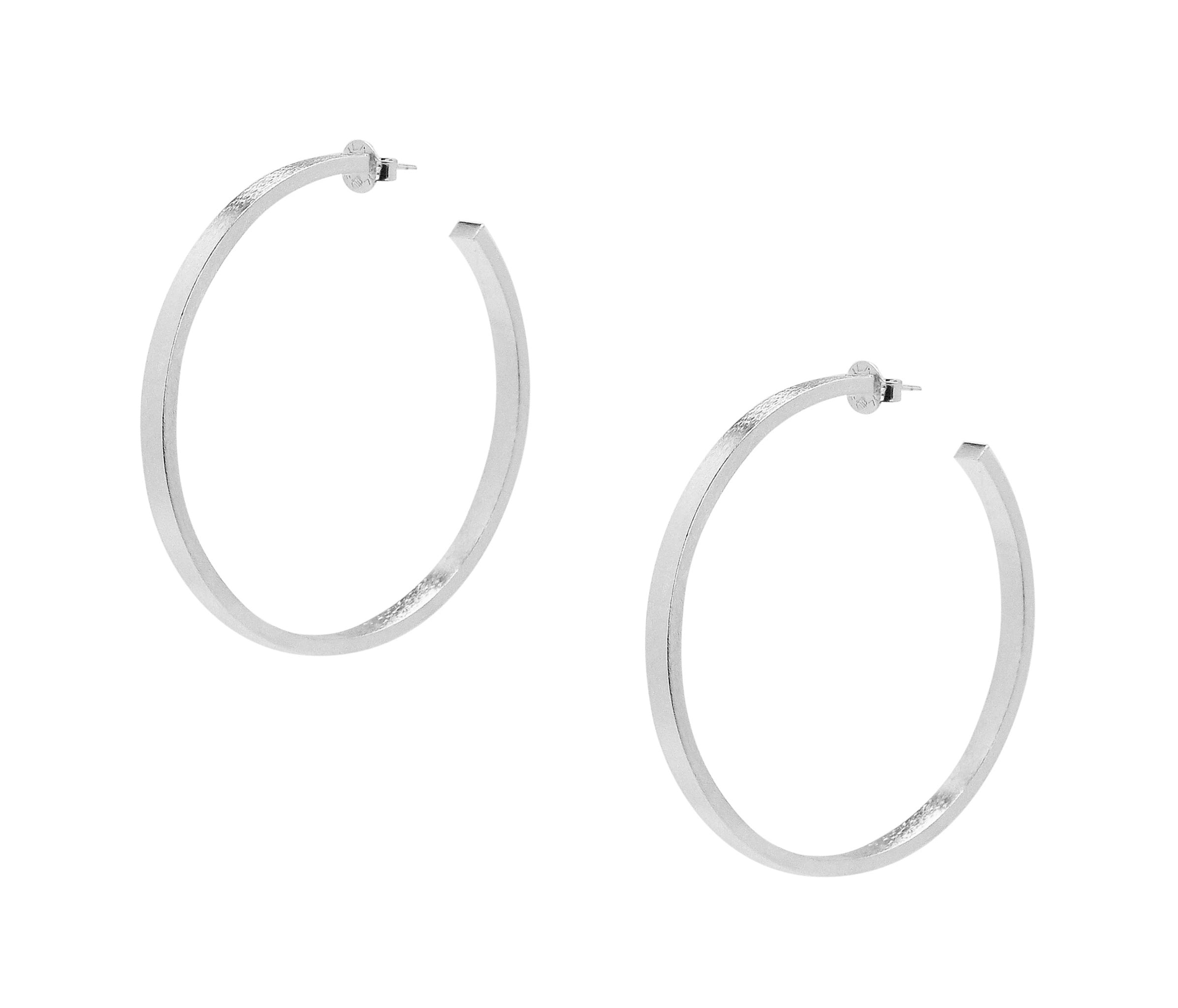 Sheila Fajl Lunaria Statement Hoop Earrings in Silver Plated