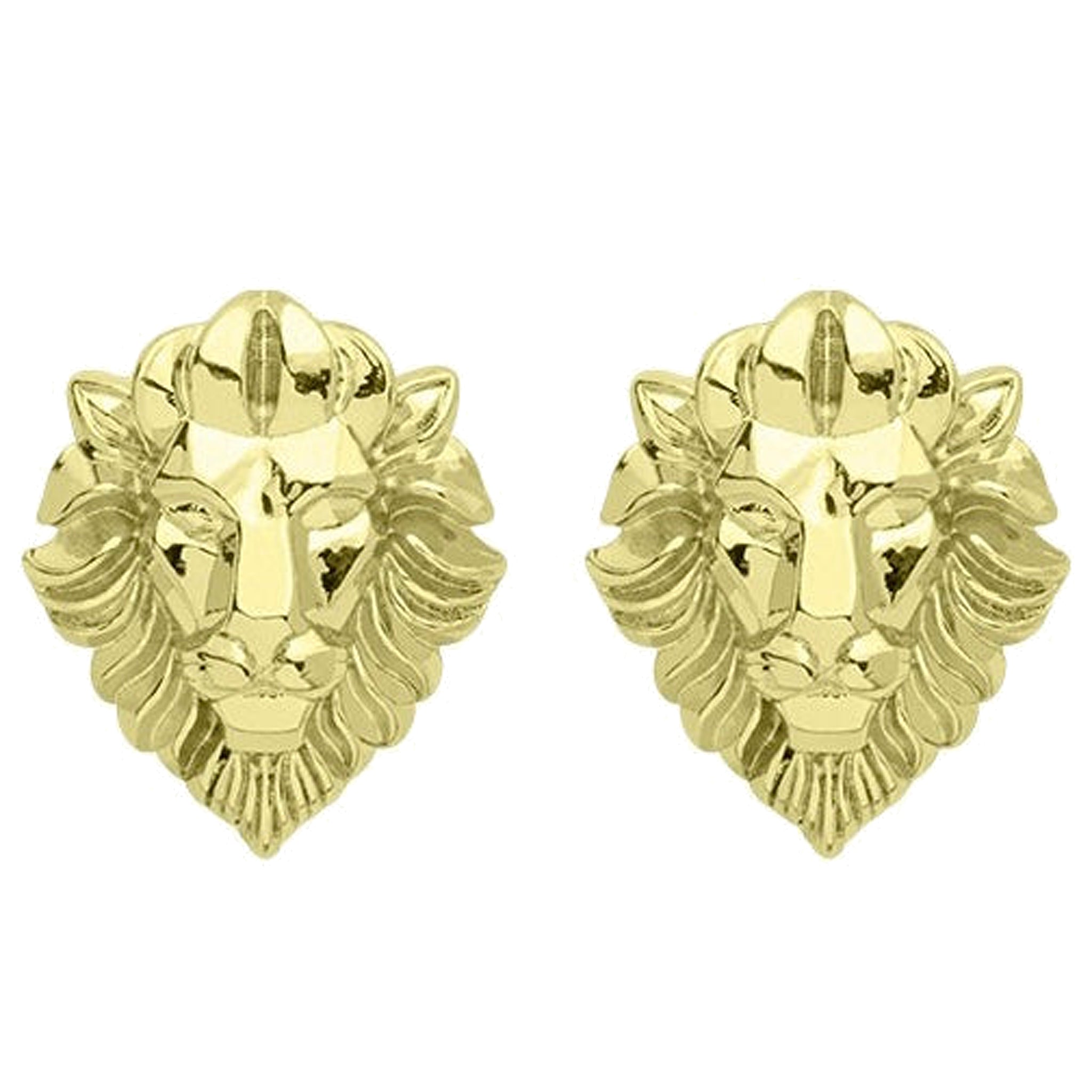 Sheila Fajl Large Hear Me Roar Lion Stud Earrings in 18k Polished Gold Plated