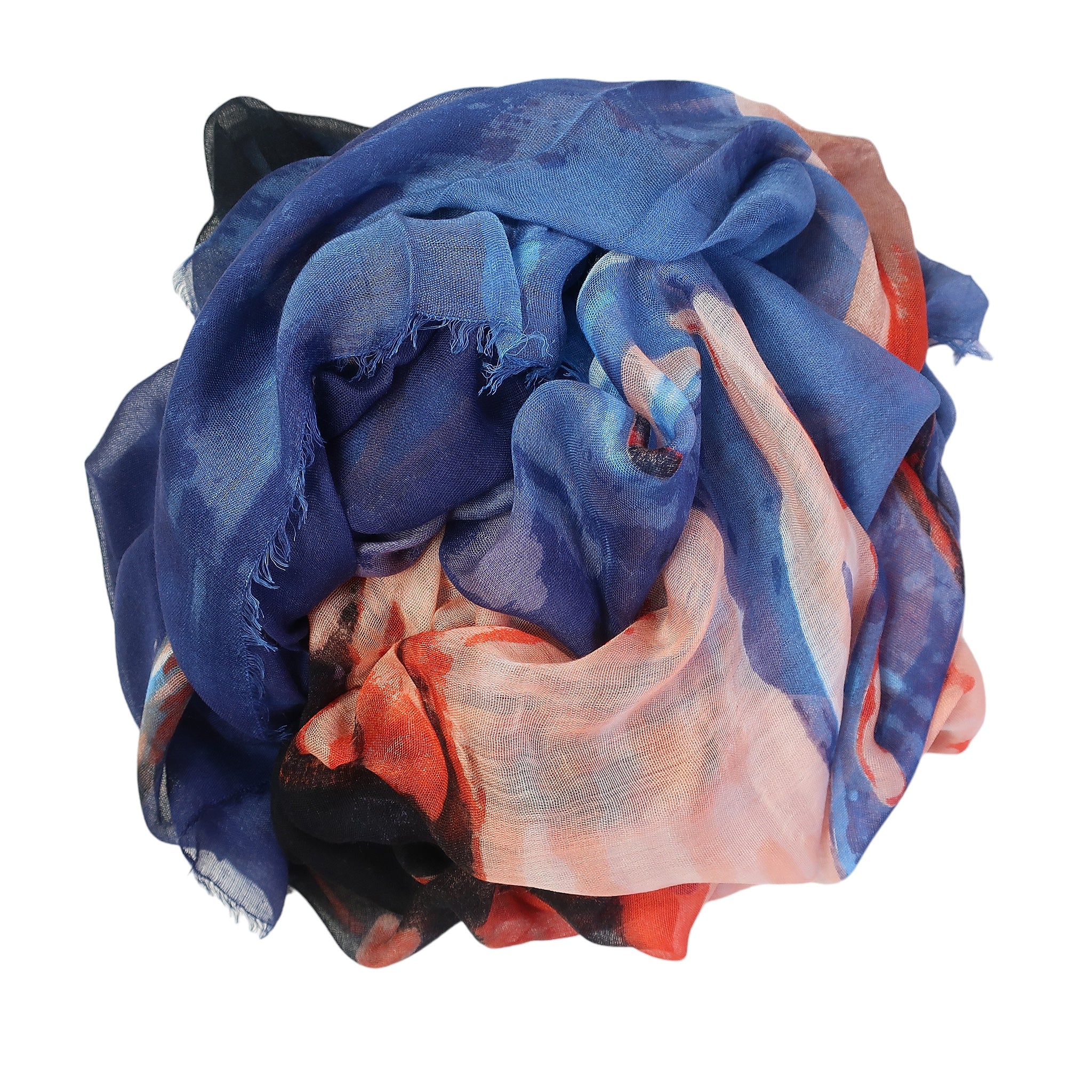Blue Pacific Cashmere and Silk Mermaid Kiss Tapestry Scarf in Denim Blue