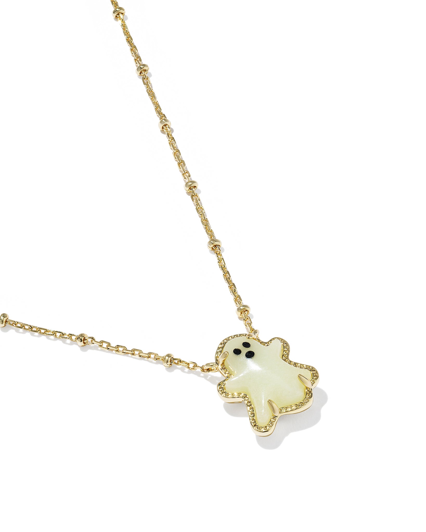 Kendra Scott Ghost Short Pendant Necklace in White Glow in the Dark Glass and Gold