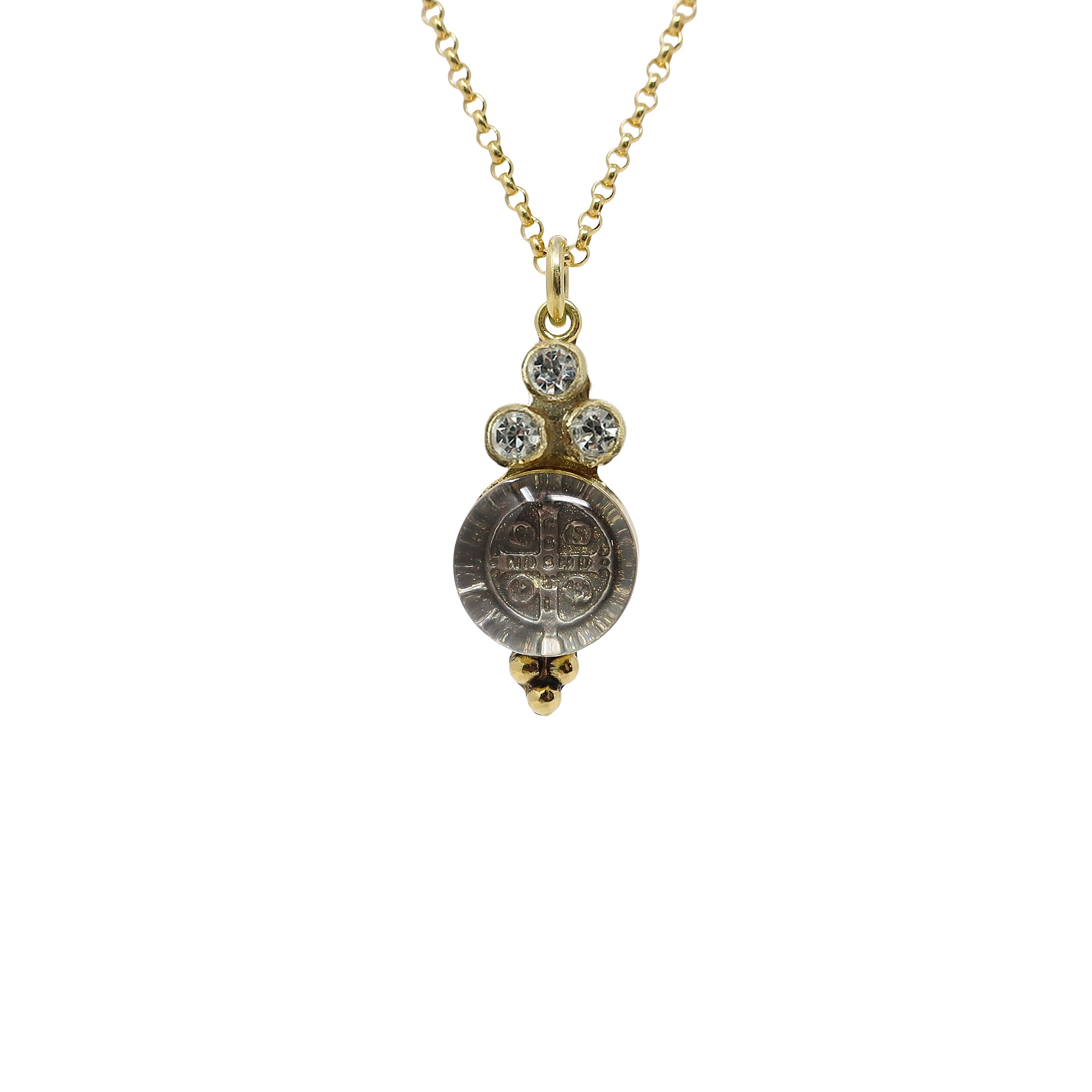 VSA Lucia San Benito Pendant Necklace in Gold Vermeil and Clear Crystal