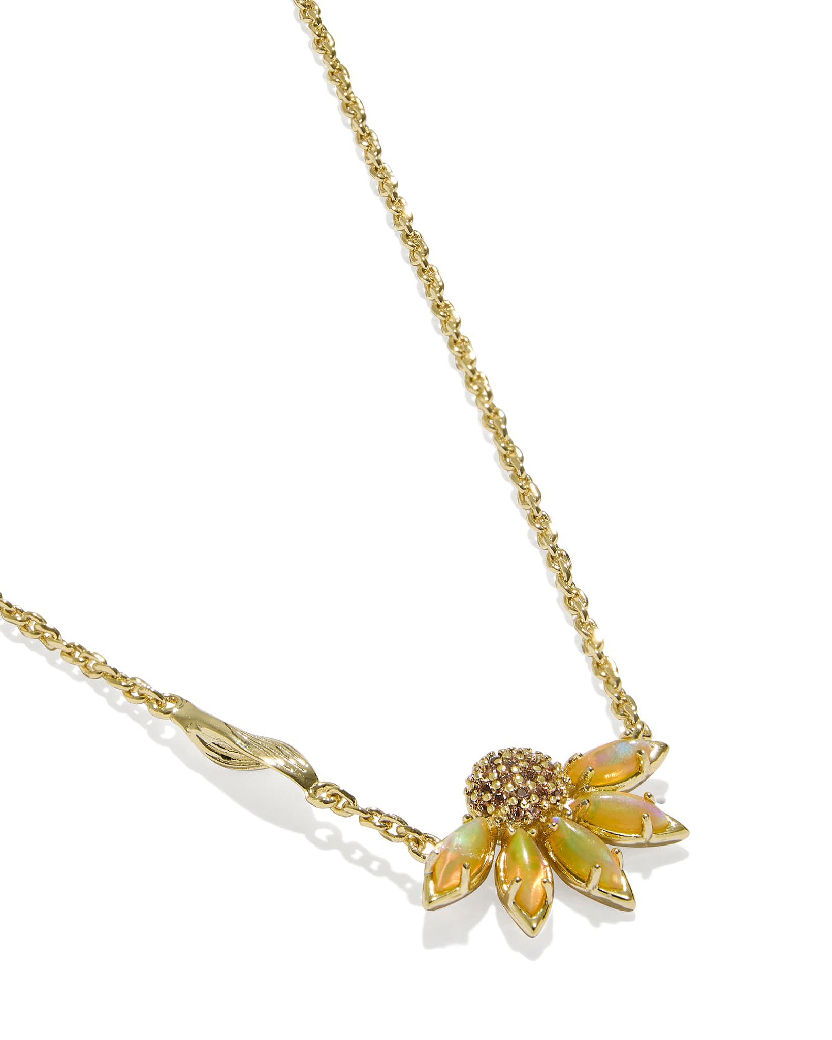 Kendra Scott Anya Flower Short Pendant Necklace in Yellow Mix and Gold Plated