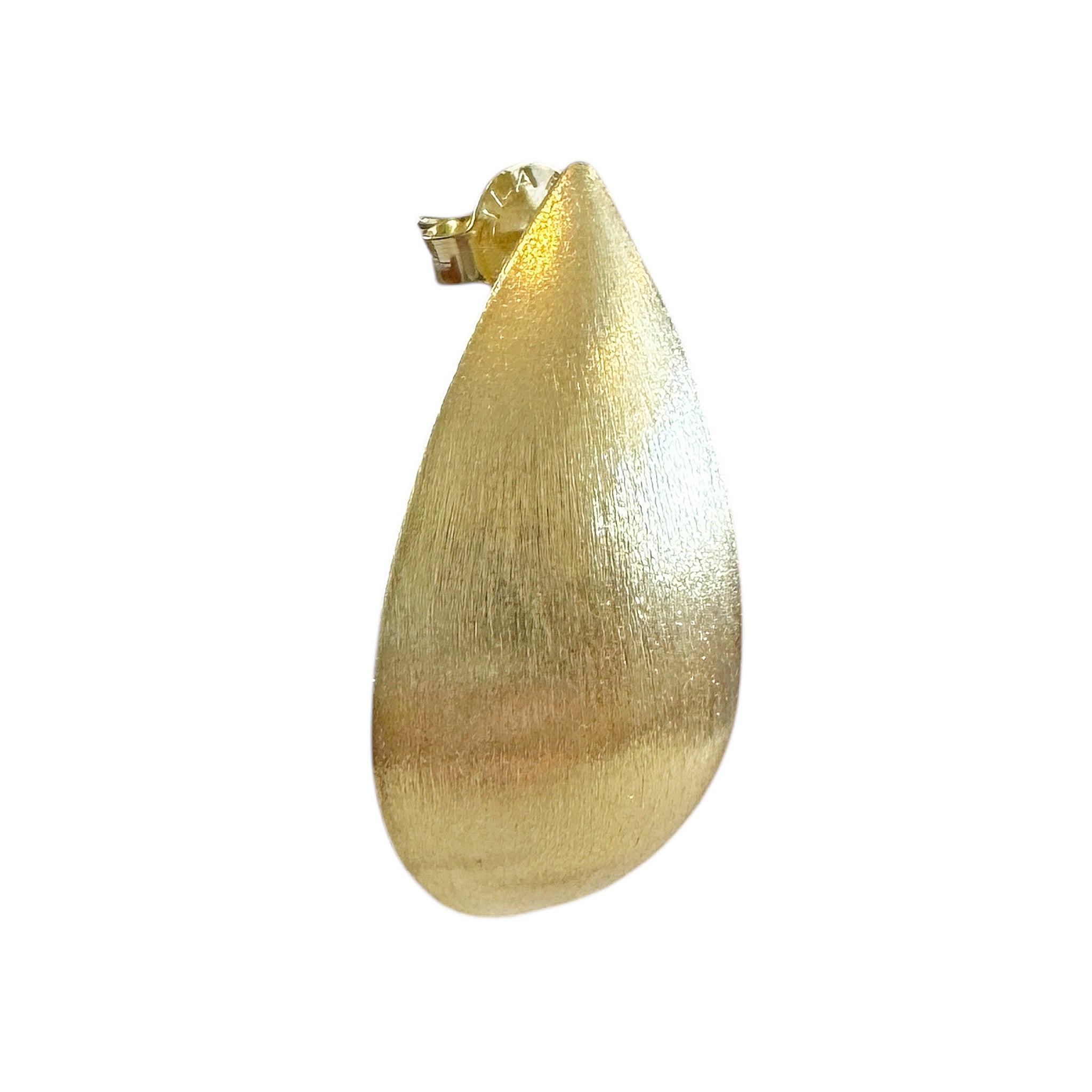 Sheila Fajl Serene Teardrop Large Statement Stud Earrings in Brushed Gold Plated