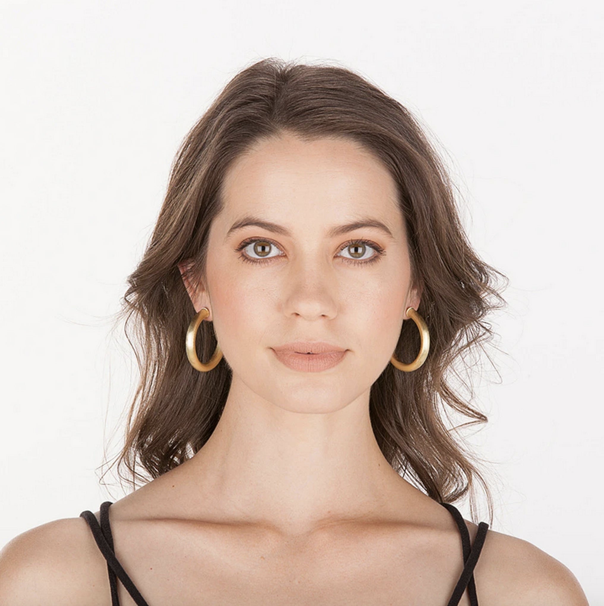 Sheila Fajl Thick Chantal Hoop Earrings in Brushed Gold Plated