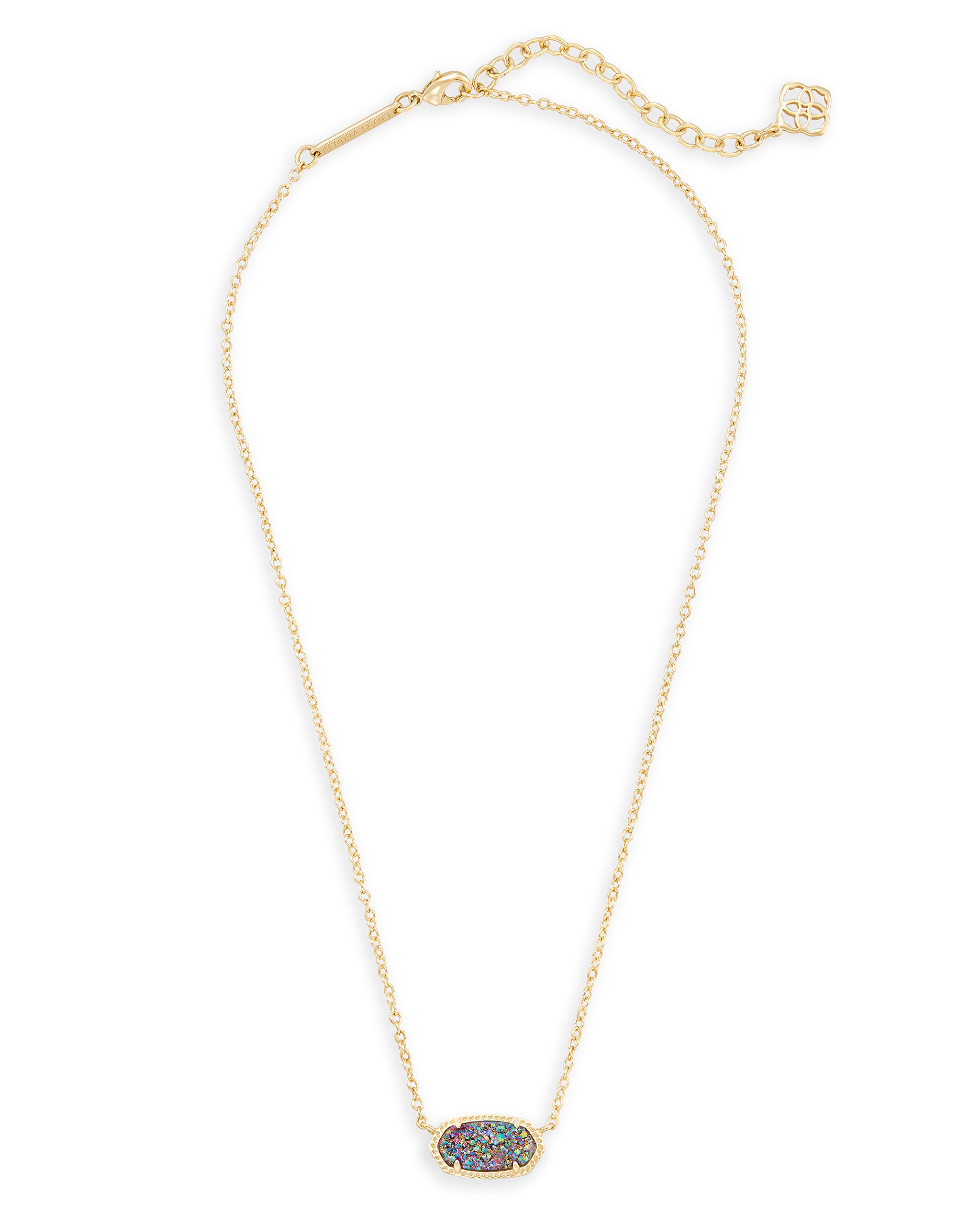 Kendra Scott Elisa Oval Pendant Necklace in Multi Drusy and Gold