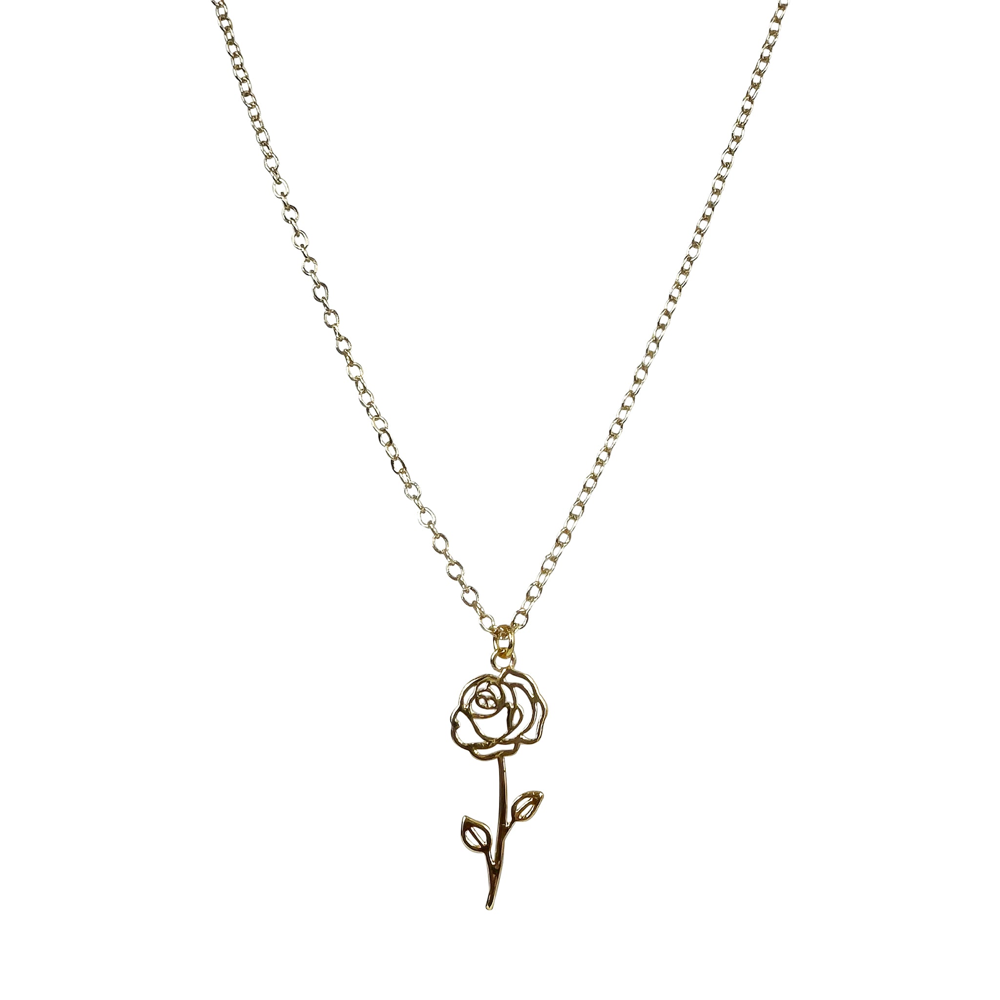 14k Gold Plated Birth Flower Pendant Necklace