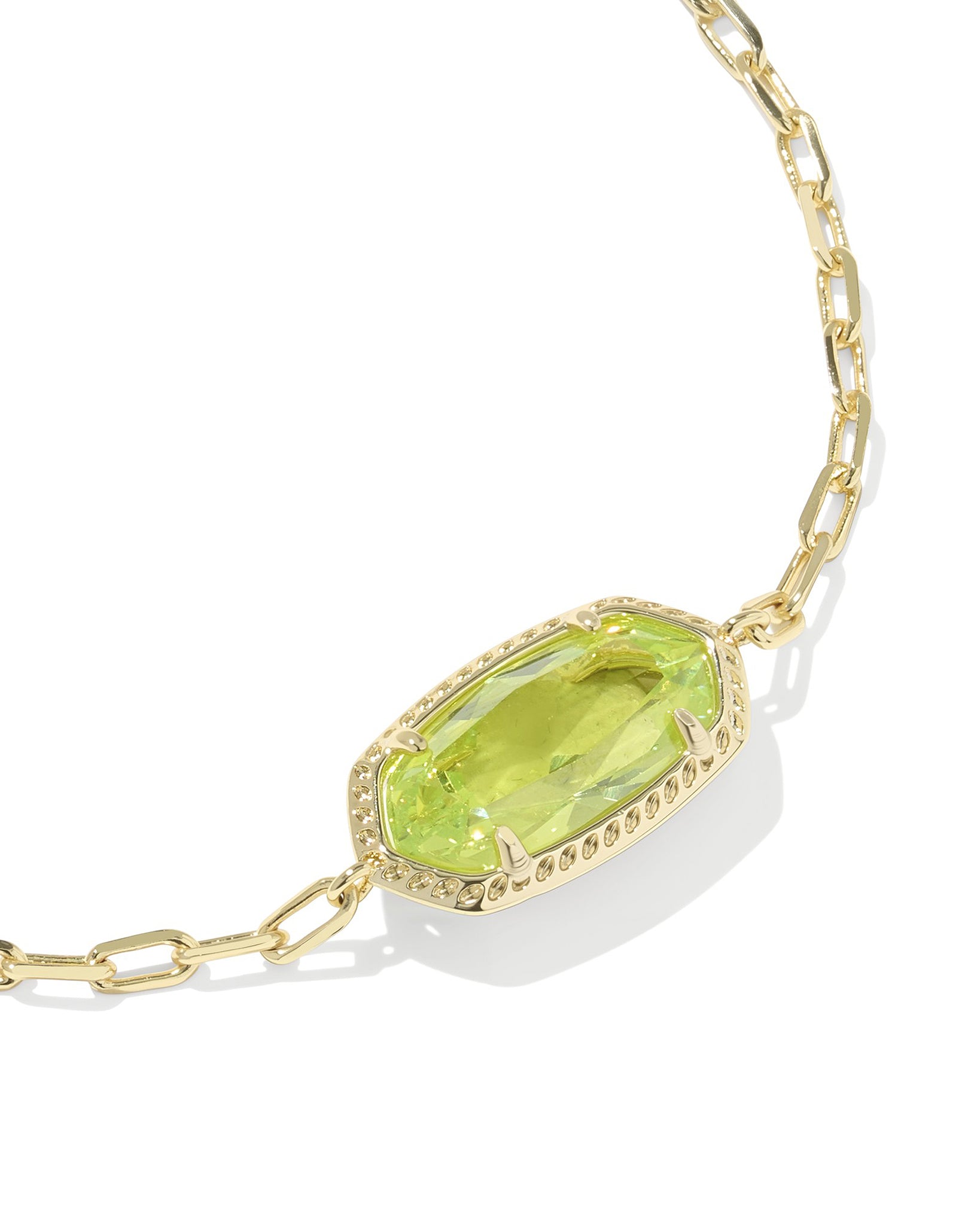 Kendra Scott Elaina Luxe Chain Oval Bracelet in Light Green CZ and Gold Plated