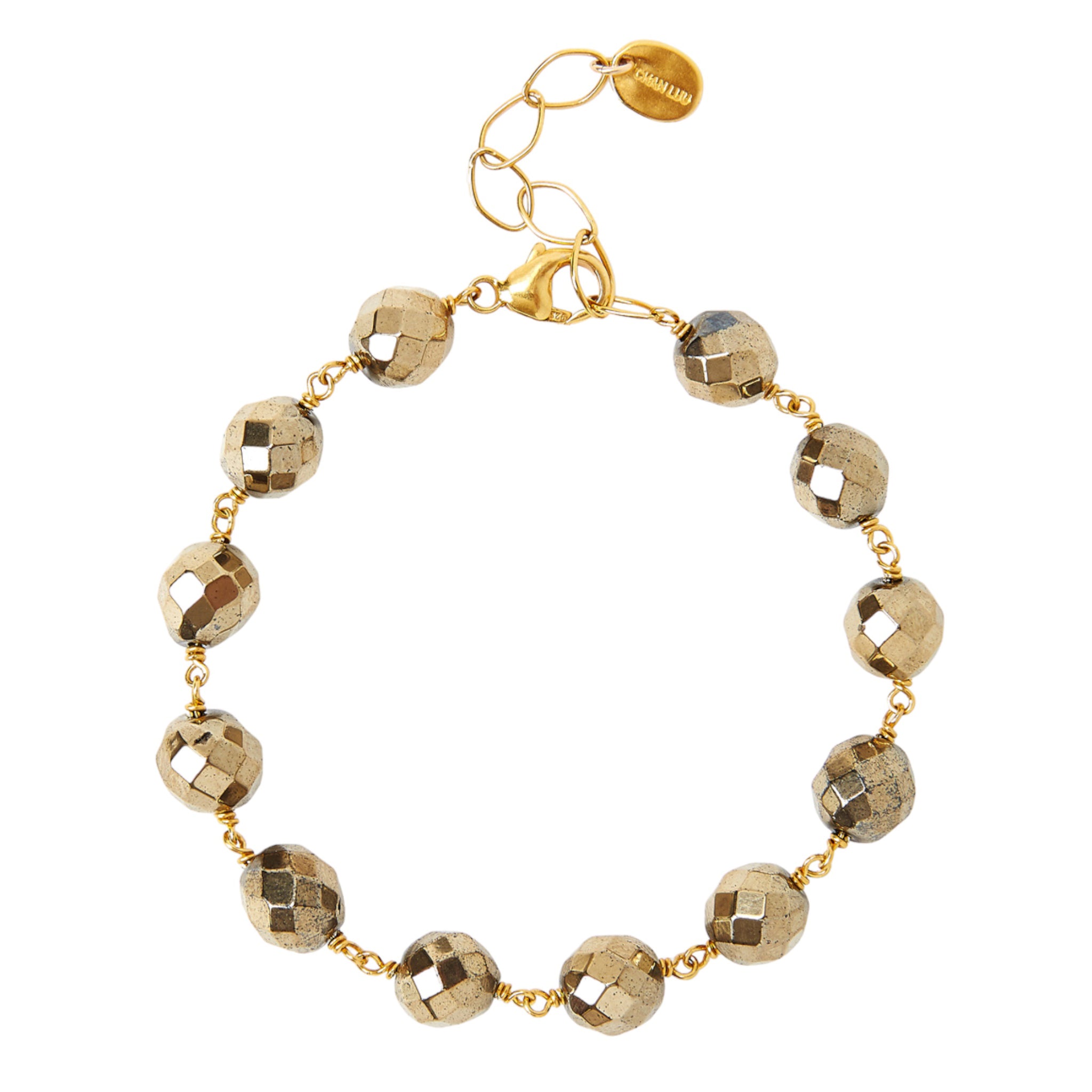 Chan Luu Wire Wrapped Bracelet in Faceted Pyrite and Gold Vermeil