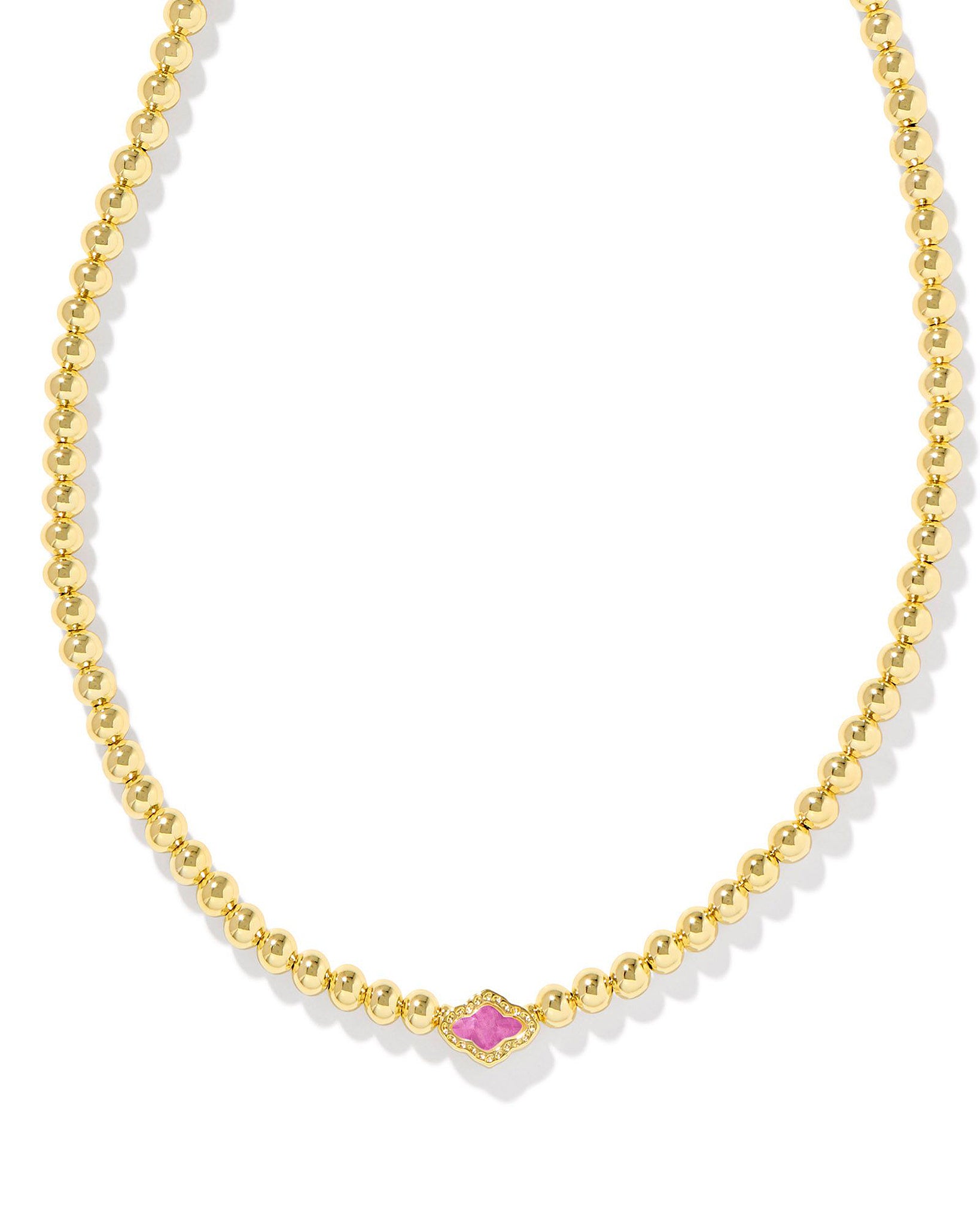 Kendra Scott Abbie Beaded Pendant Necklace in Azalea Illusion and Gold Plated