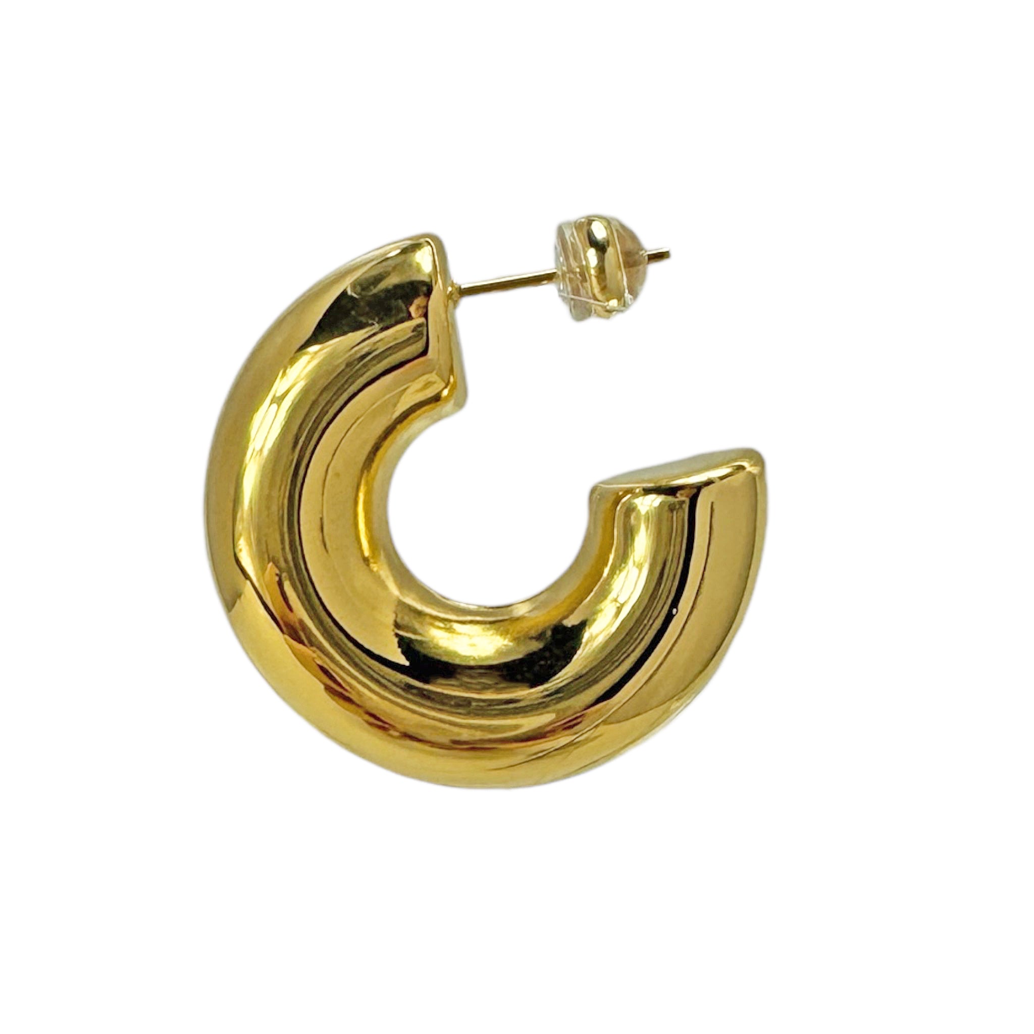 Luv AJ Noemi Chunky Thick Hollow Hoop Earrings in Polished 14k Gold Plated