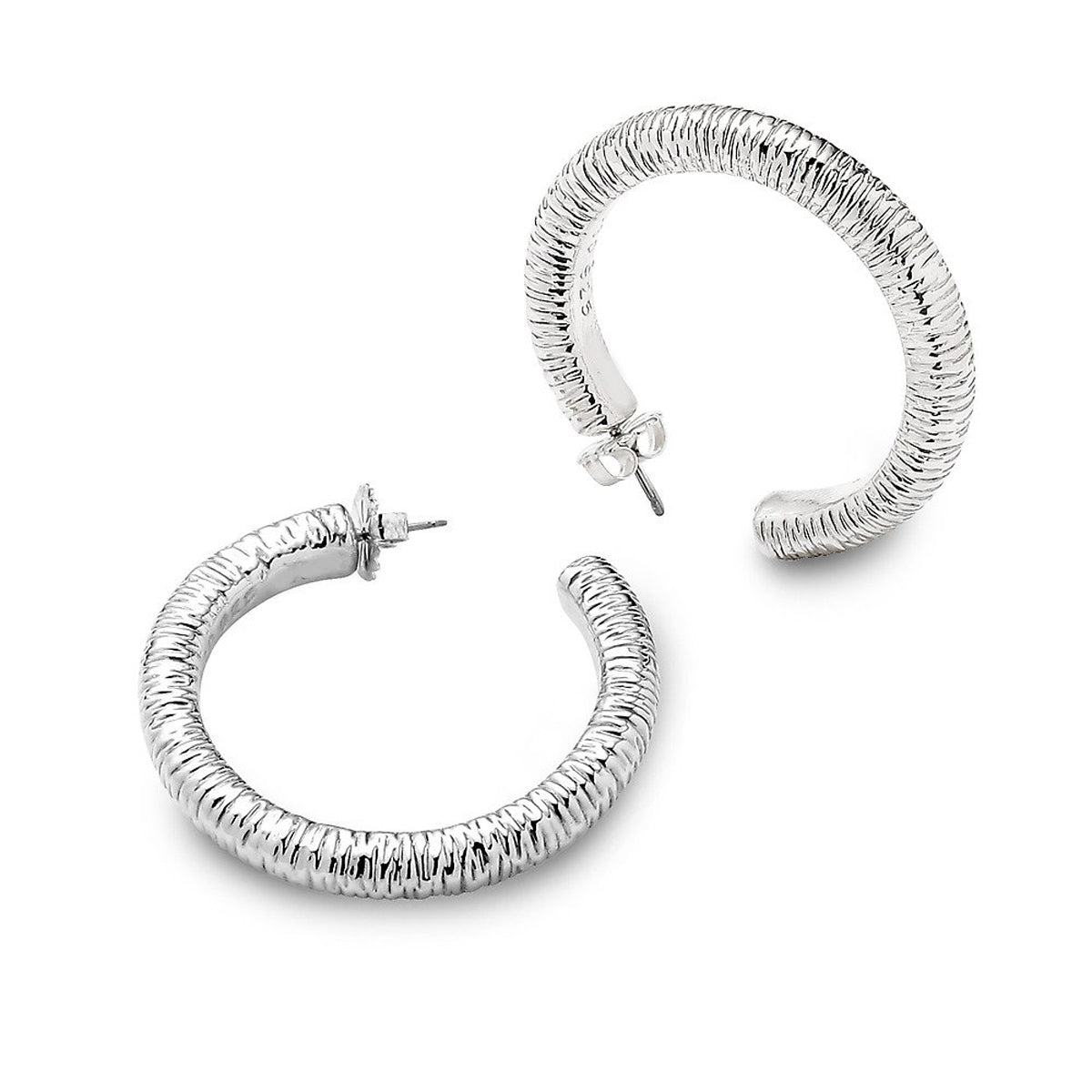 Simon Sebbag 1.75 Inch Wire Wrapped Thick Hoop Earrings in Silver