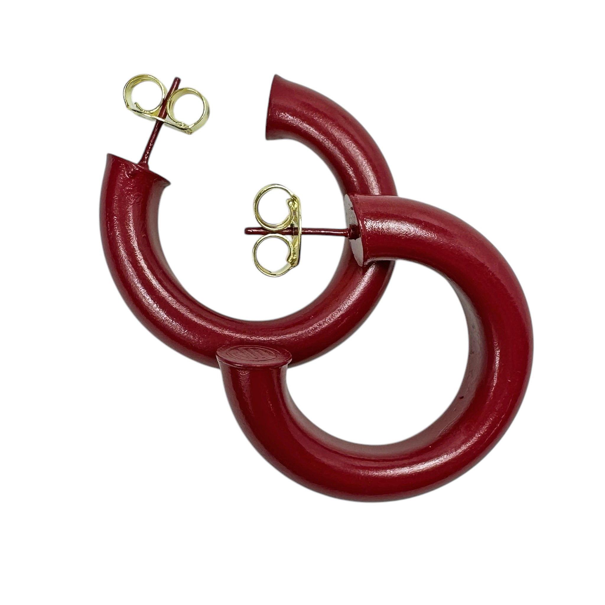 Sheila Fajl Thick Small Chantal Hoop Earrings in Painted Maroon