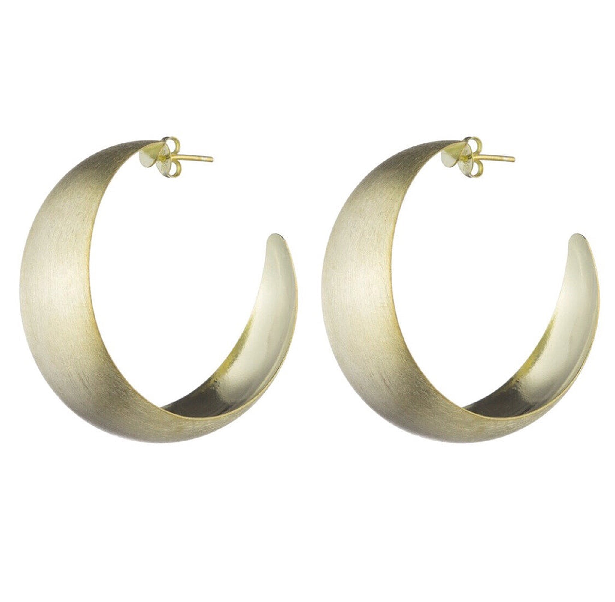 Sheila Fajl Booke Wide Curved Statement Hoop Earrings in Brushed Gold Plated