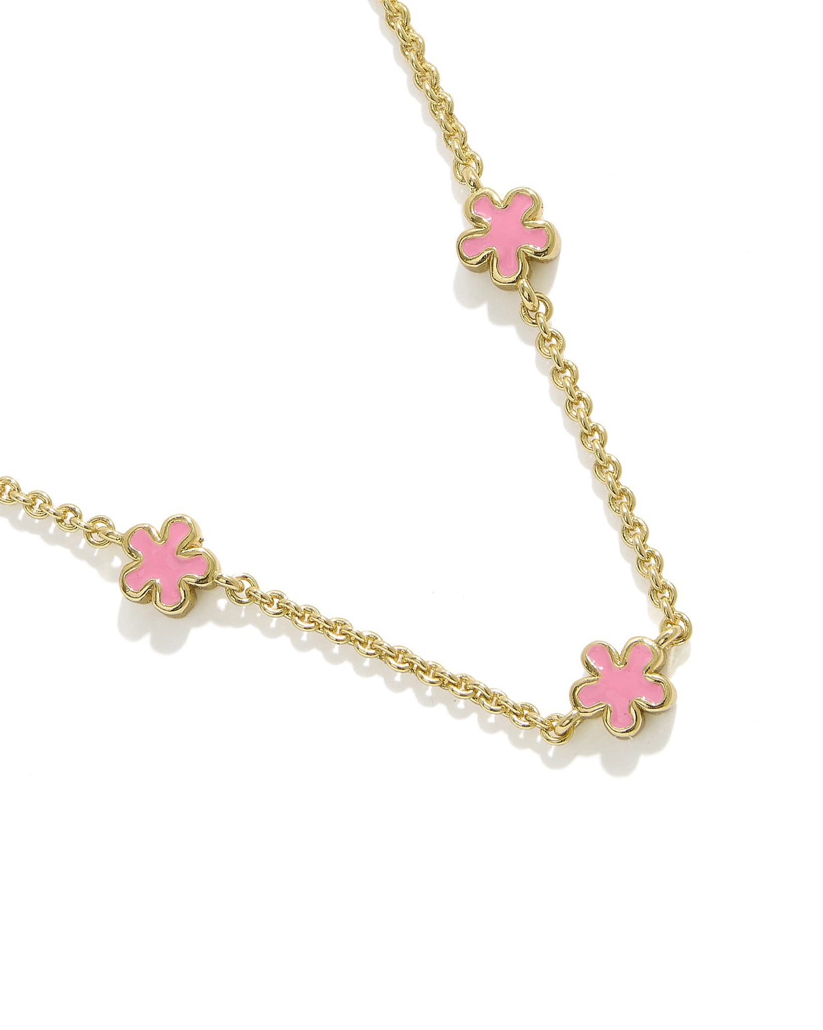 Kendra Scott Jane Flower Strand Necklace in Dark Pink Enamel and Gold Plated