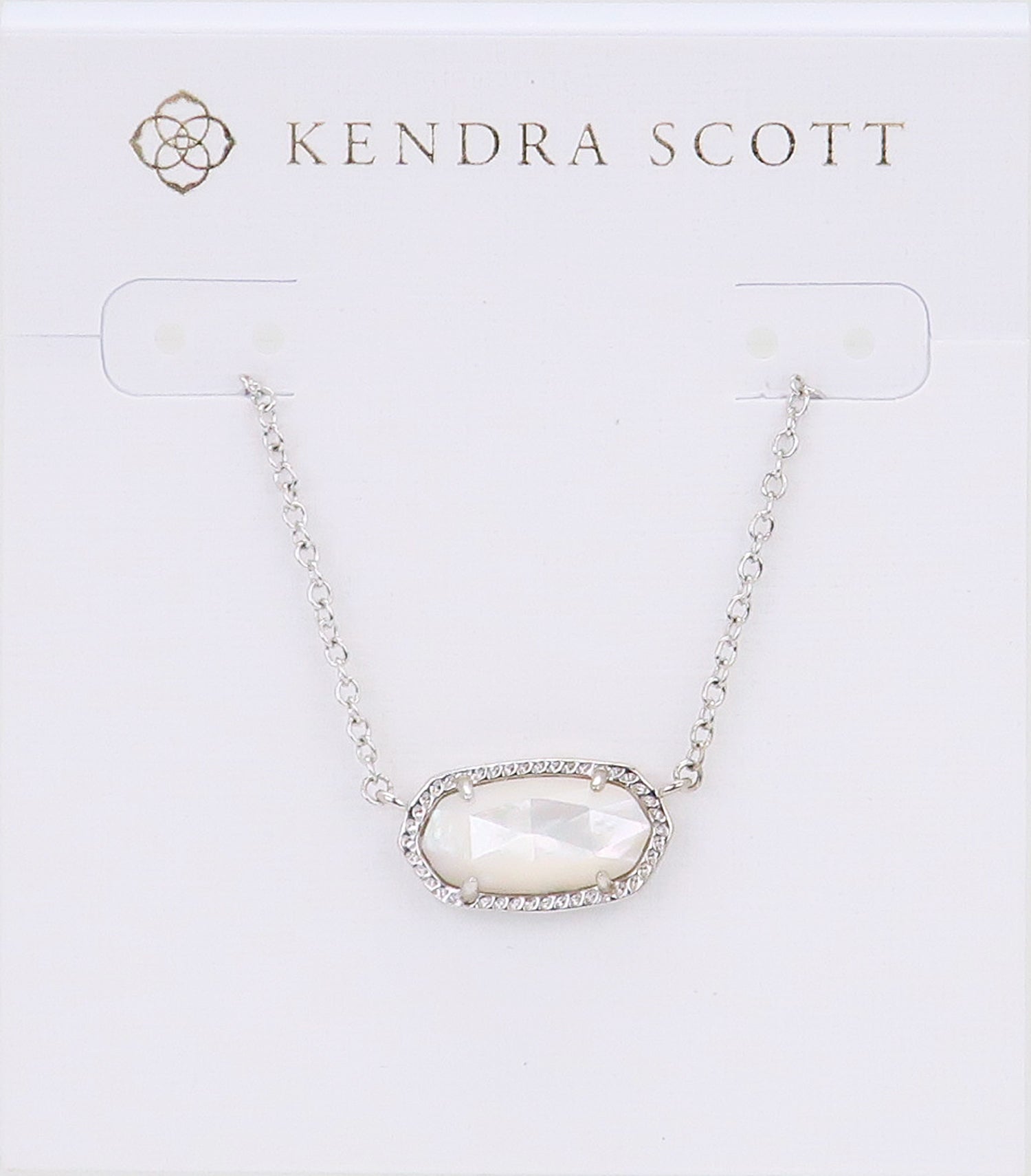 Kendra Scott Elisa Oval Pendant Necklace in Ivory Pearl and Rhodium