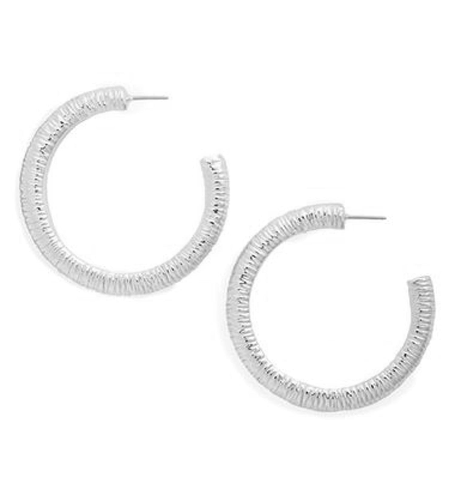 Simon Sebbag 1.75 Inch Wire Wrapped Thick Hoop Earrings in Silver