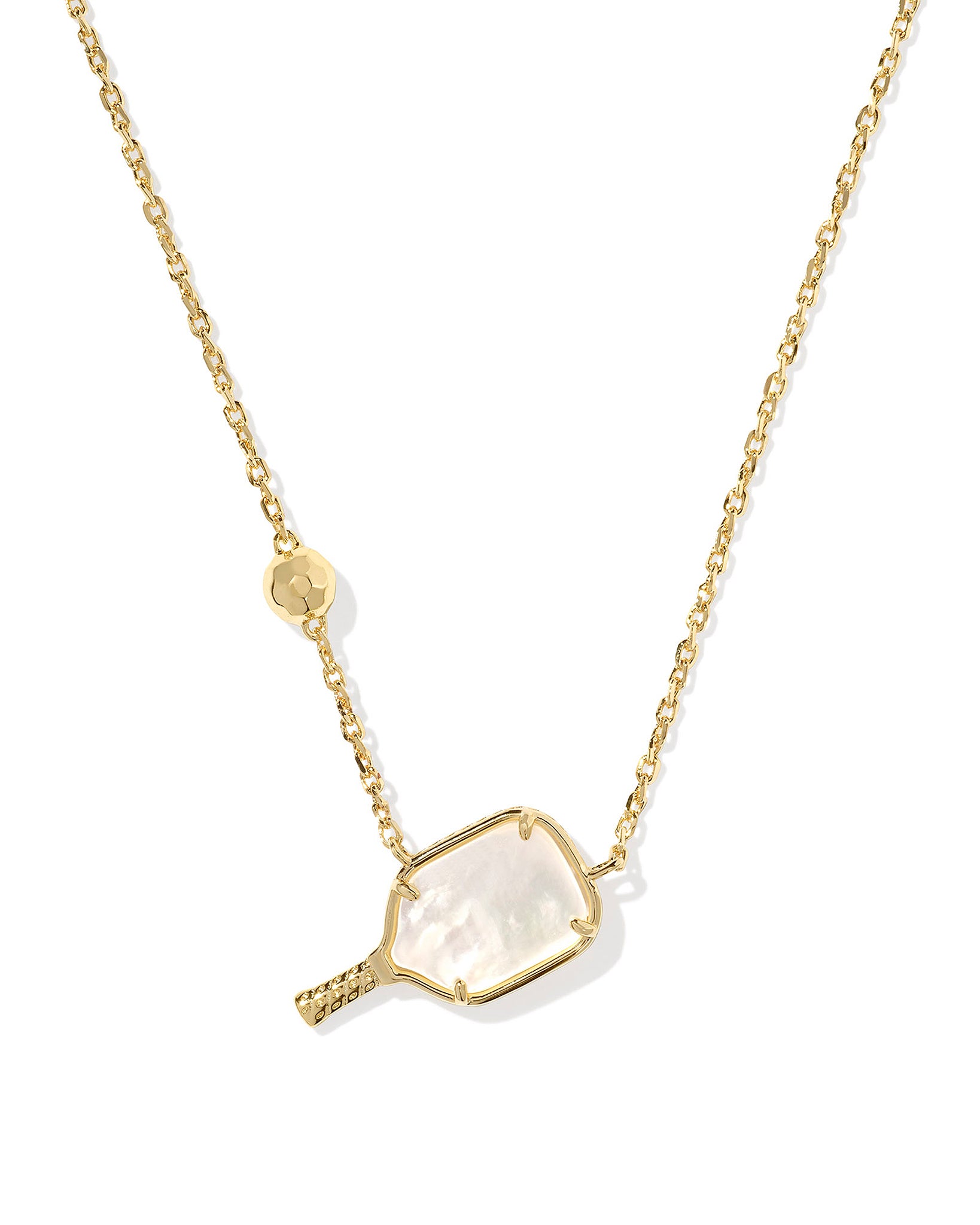 Kendra Scott Pickleball Paddle Pendant Necklace in Ivory Mother of Pearl and Gold