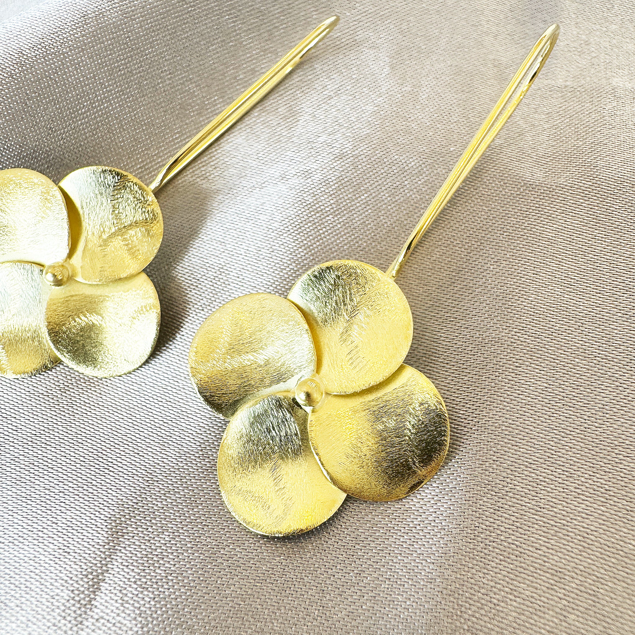 Sheila Fajl Swirl Flower Drop Earrings in 18k Brushed Gold Plated