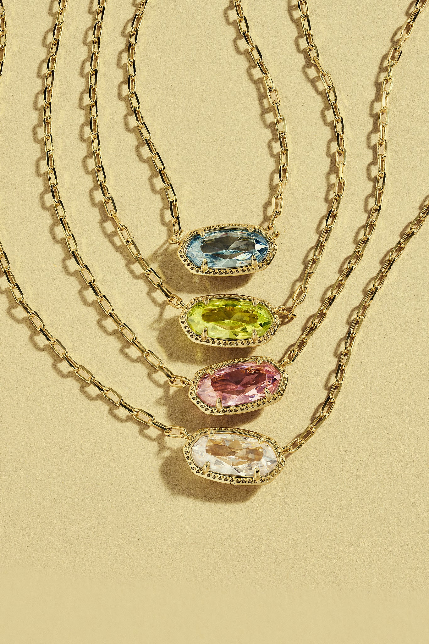 Kendra Scott Elisa Luxe Oval Pendant Necklace in White CZ and Gold Plated