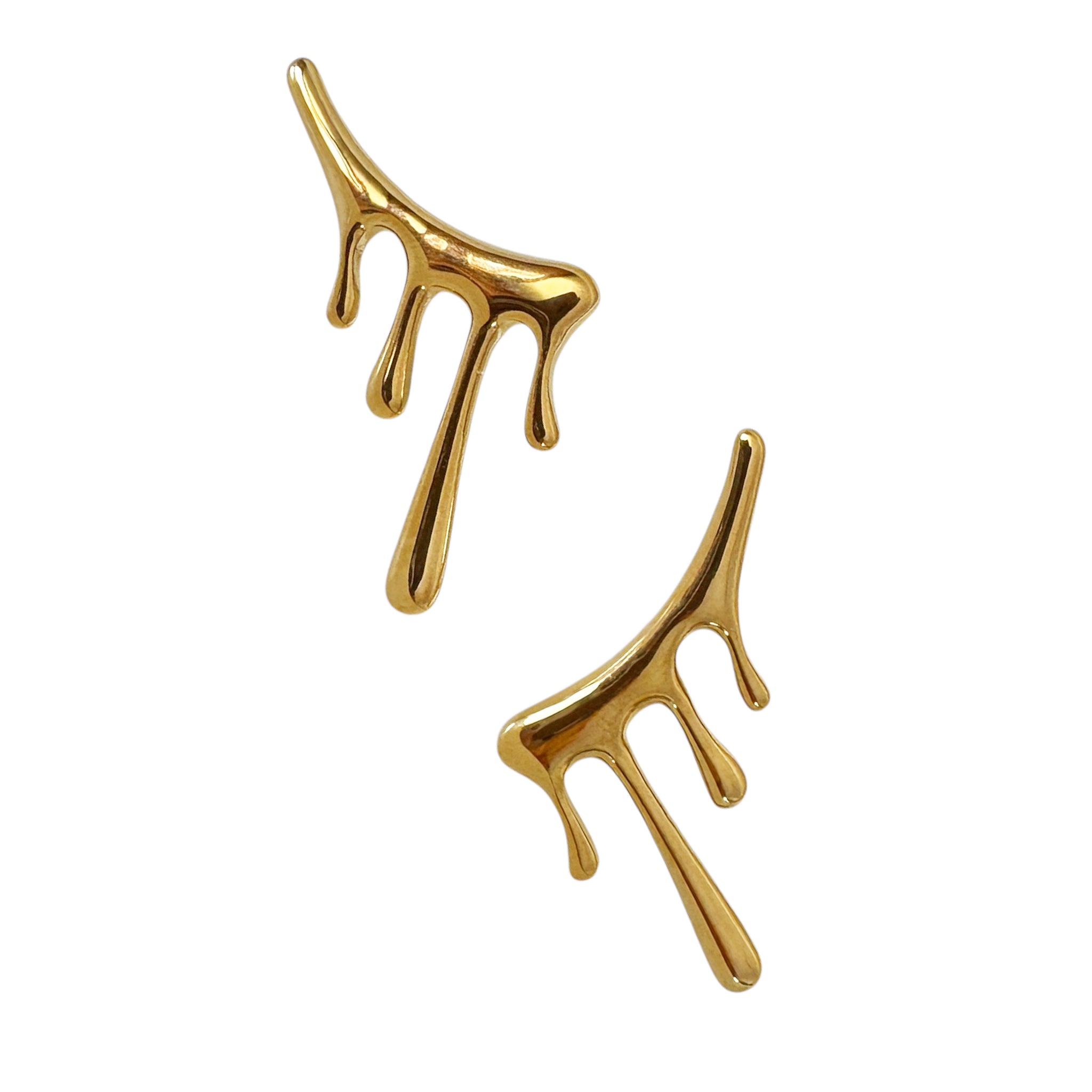 Peter and June Lava Ear Climber Stud Earrings in Polished 18k Gold Plated