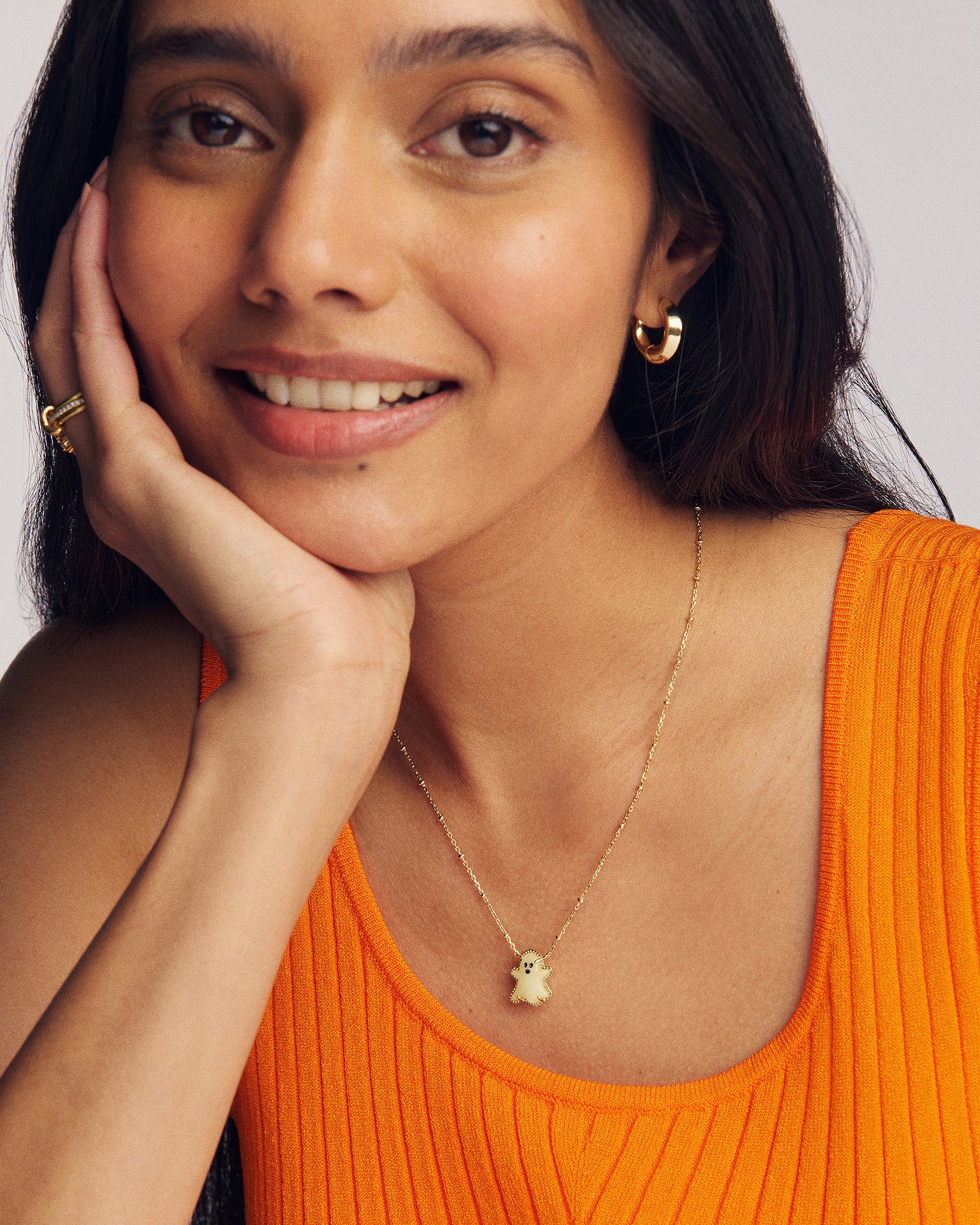 Kendra Scott Ghost Short Pendant Necklace in White Glow in the Dark Glass and Gold