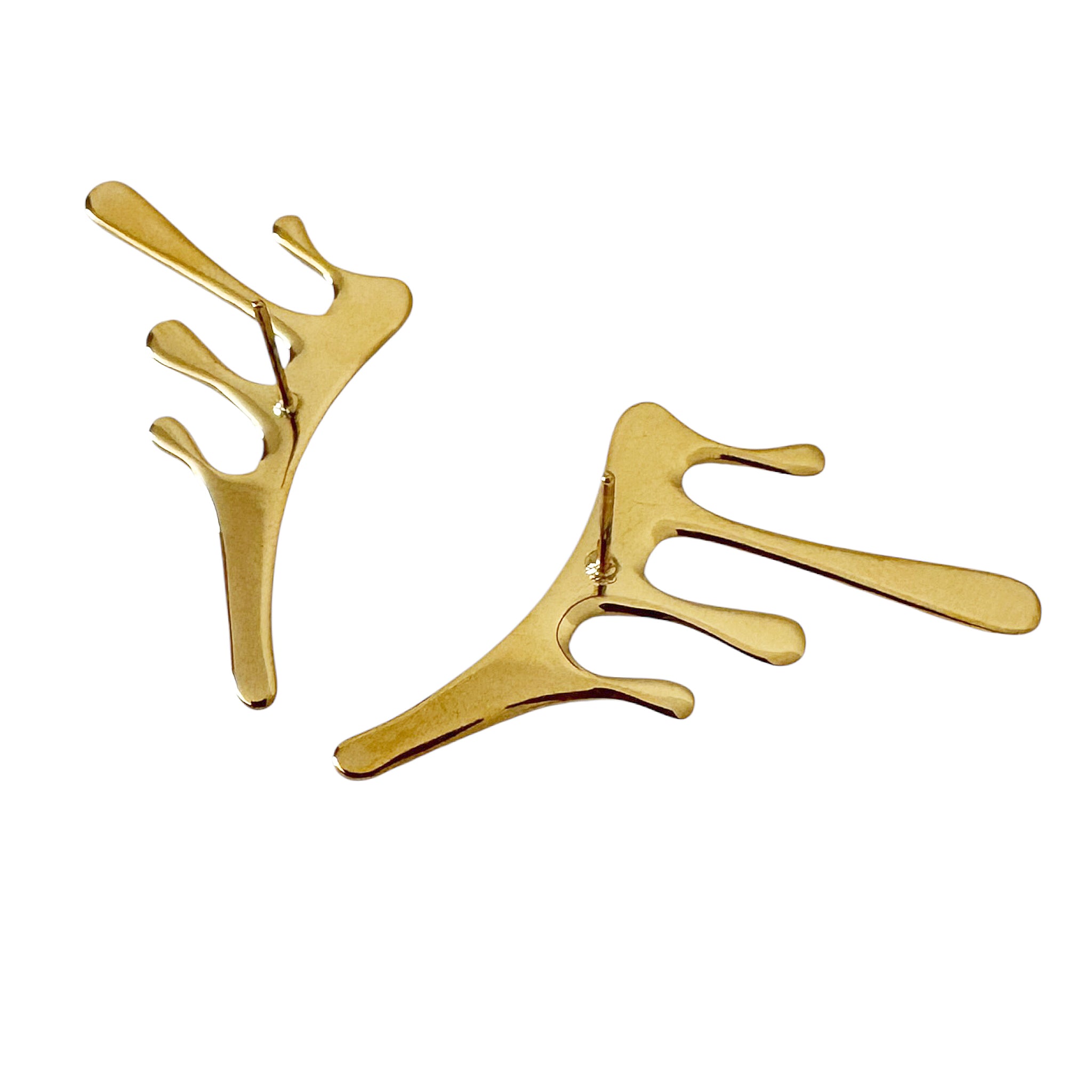 Peter and June Lava Ear Climber Stud Earrings in Polished 18k Gold Plated