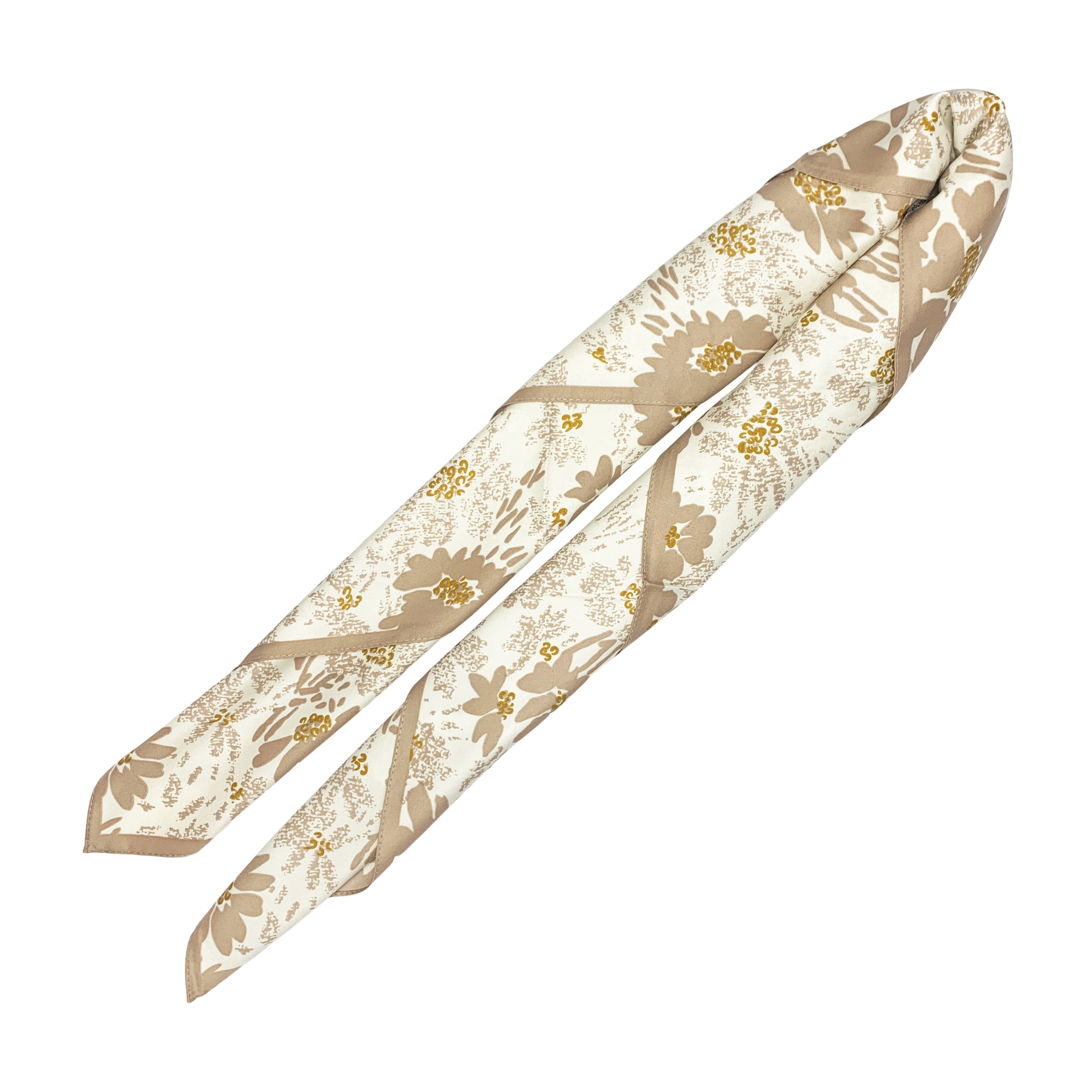 Avenue Zoe Floral Speckled Printed Silky Bandana Scarf in Beige