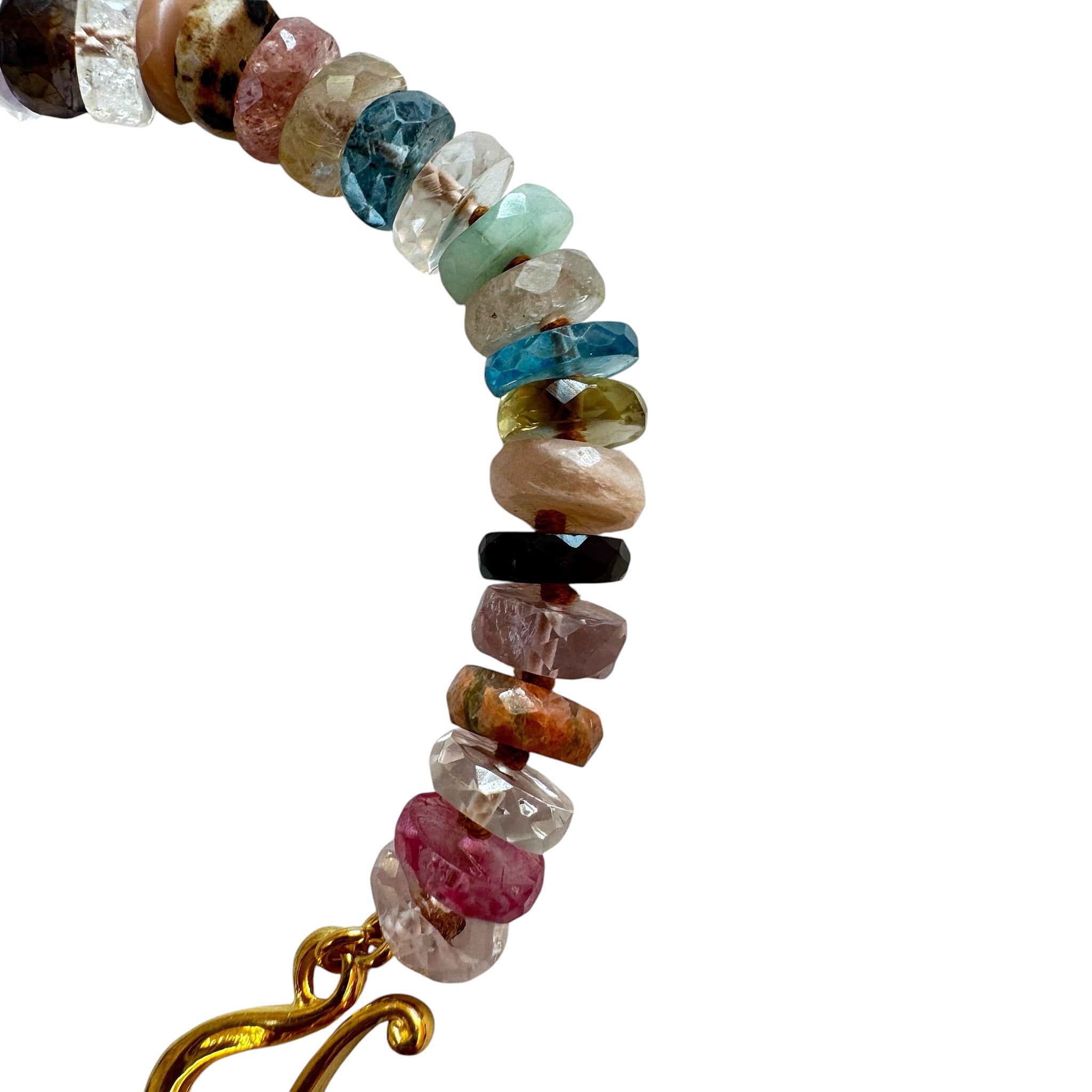 Chan Luu Chain Semi Precious Stone Bracelet in Multi Color and 18k Gold Vermeil