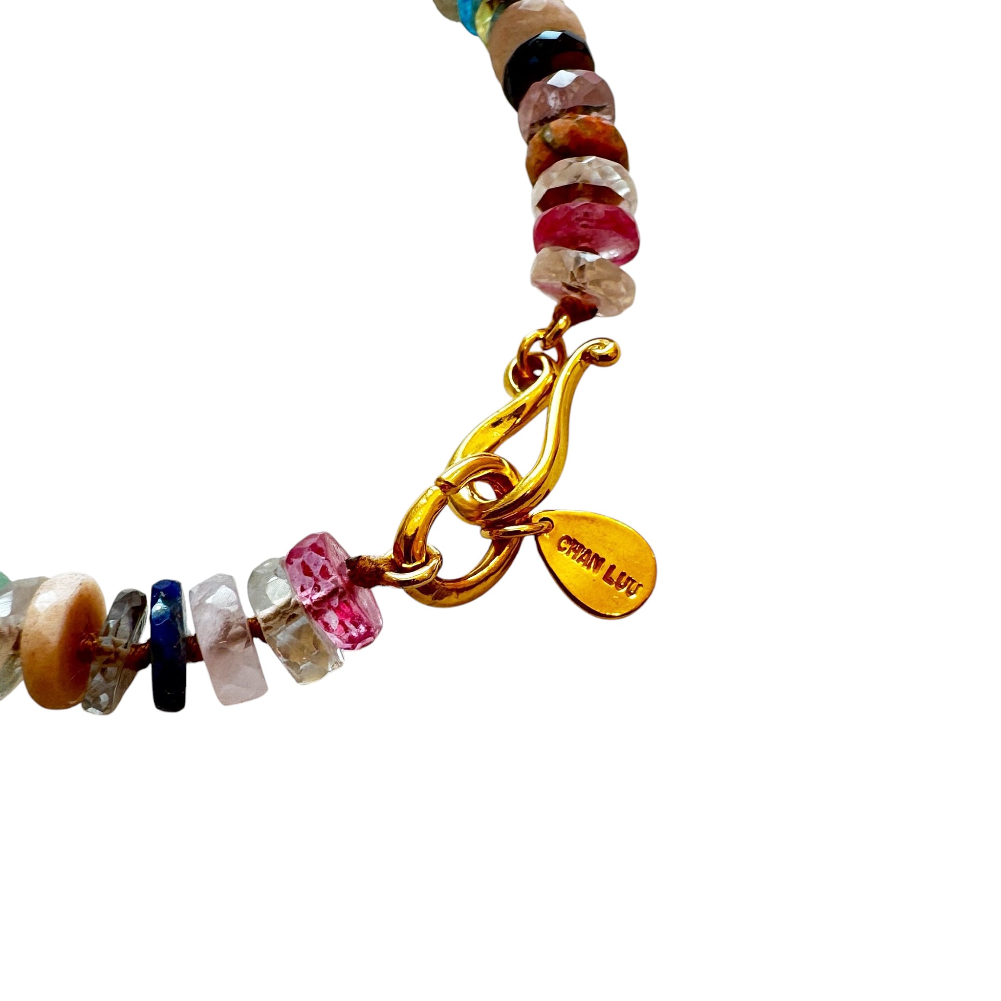 Chan Luu Chain Semi Precious Stone Bracelet in Multi Color and 18k Gold Vermeil
