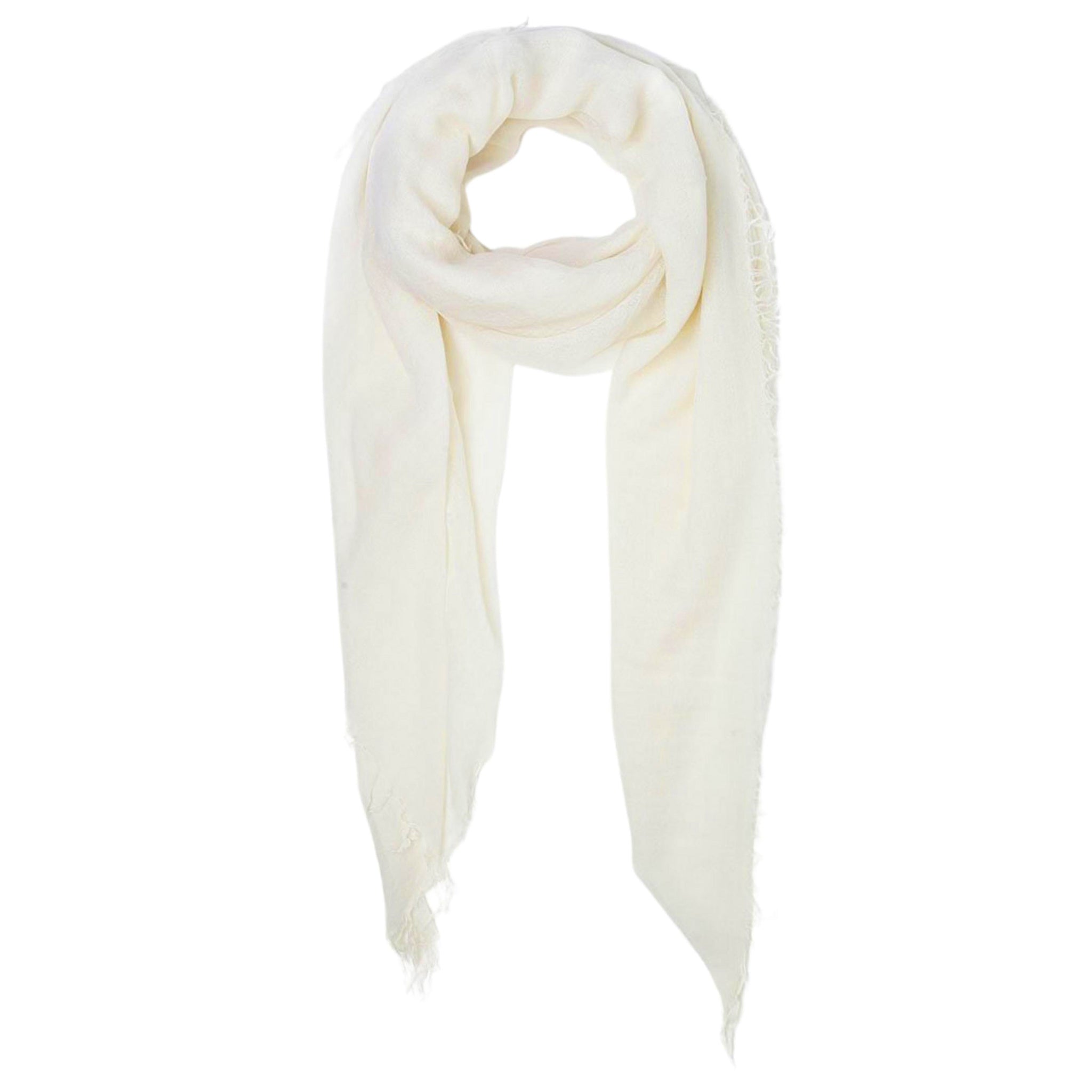 Chan Luu Cashmere and Silk Solid Scarf in Eggshell White