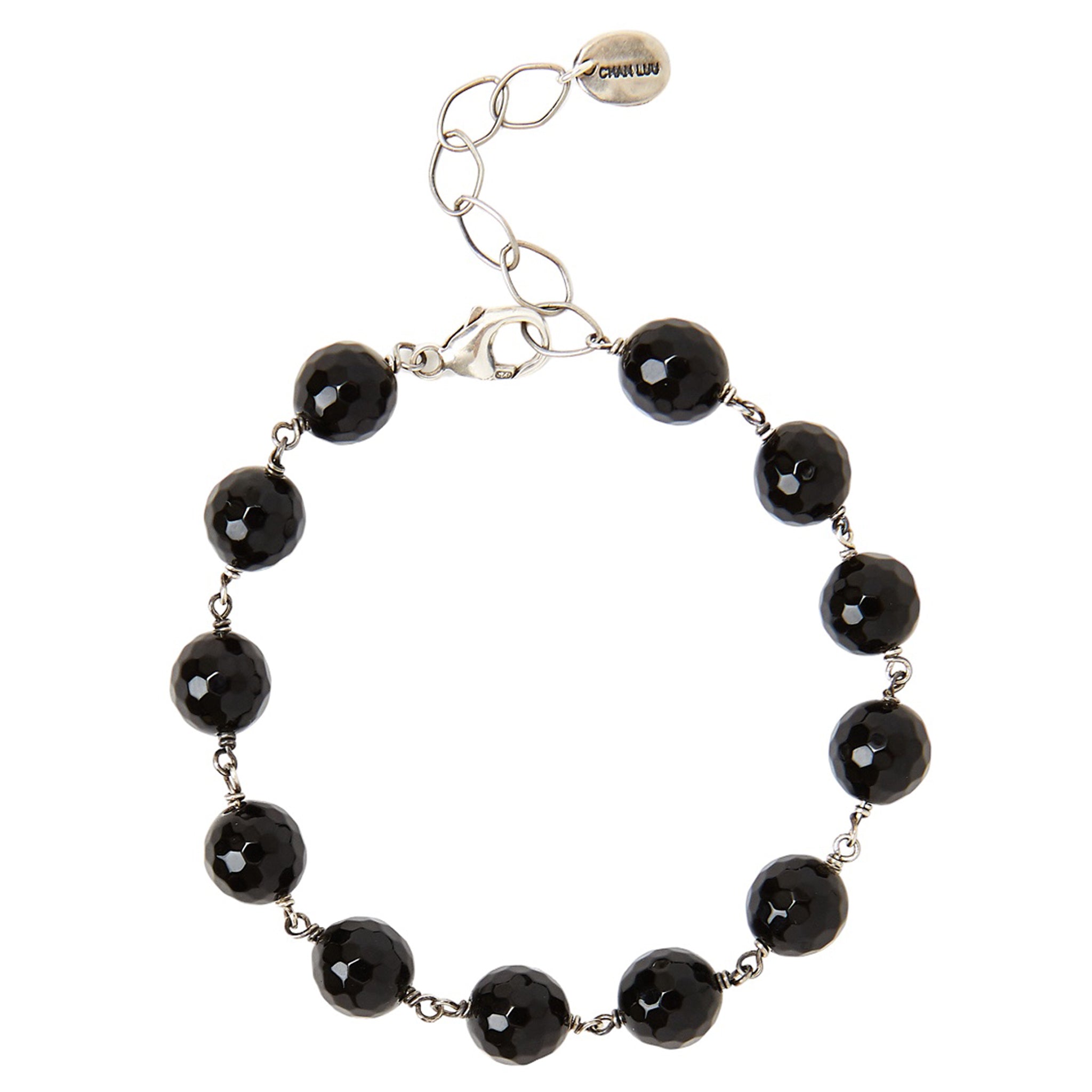 Chan Luu Wire Wrapped Bracelet in Faceted Onyx and Silver