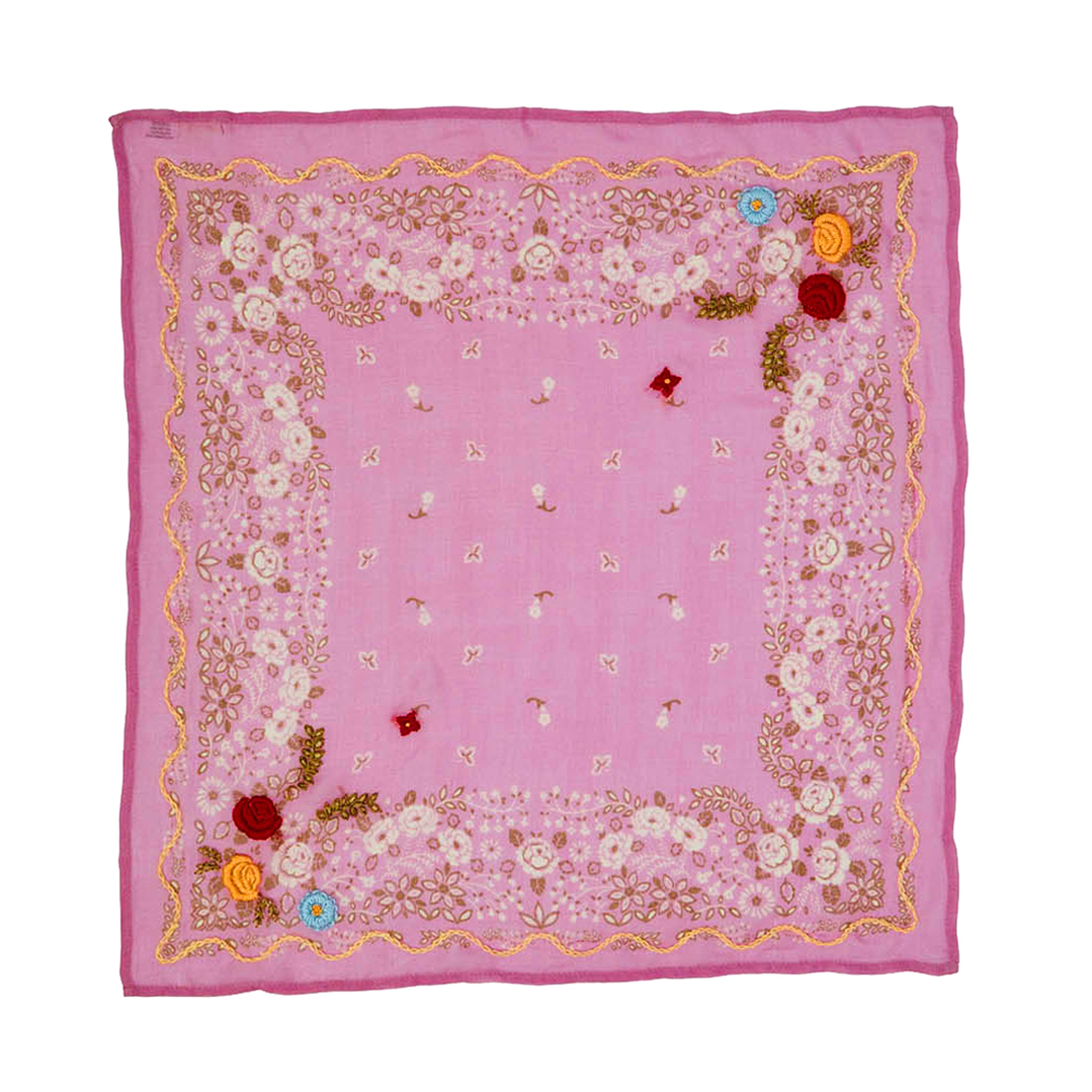 Chan Luu Floral Embroidered Flower Printed Bandana Neckerchief Scarf in Pastel Lavender