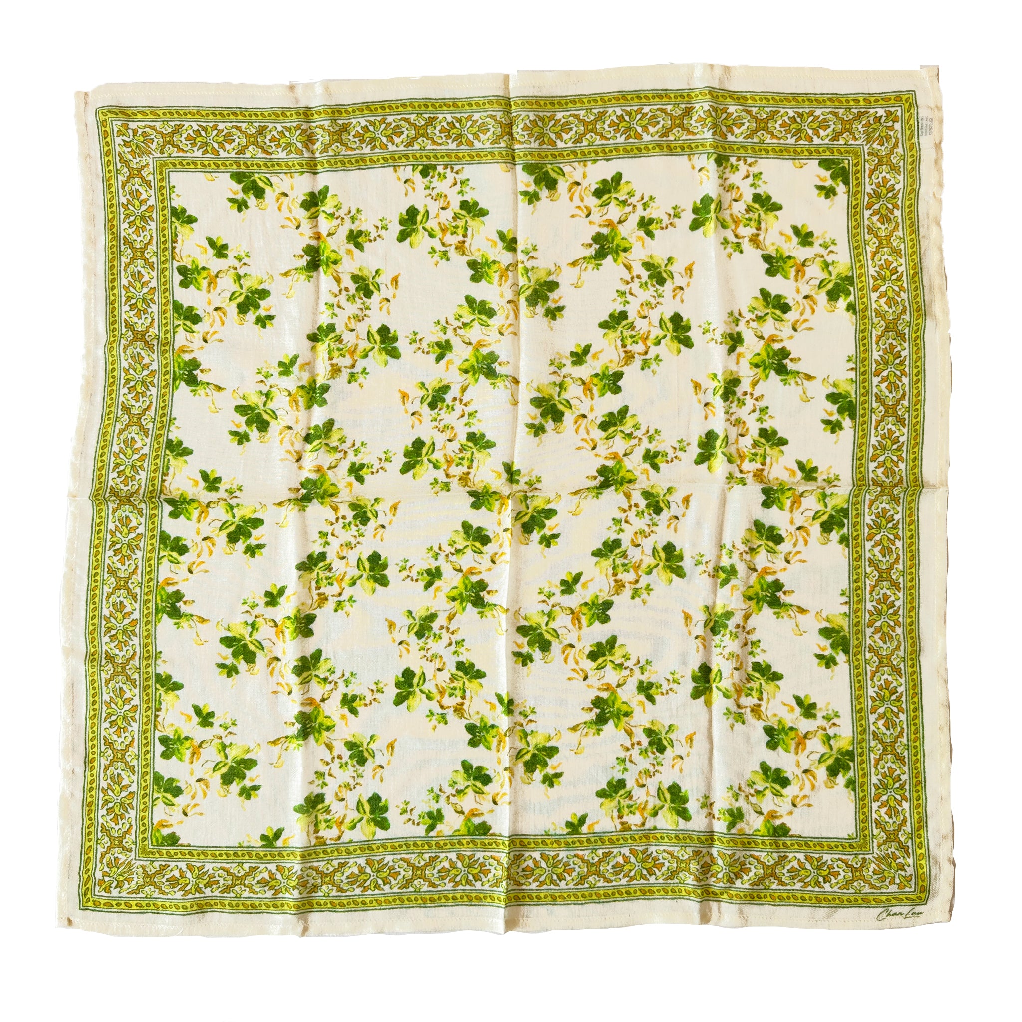 Chan Luu Floral Flower Printed Bandana Neckerchief Scarf in Tender Shoots Neon Green