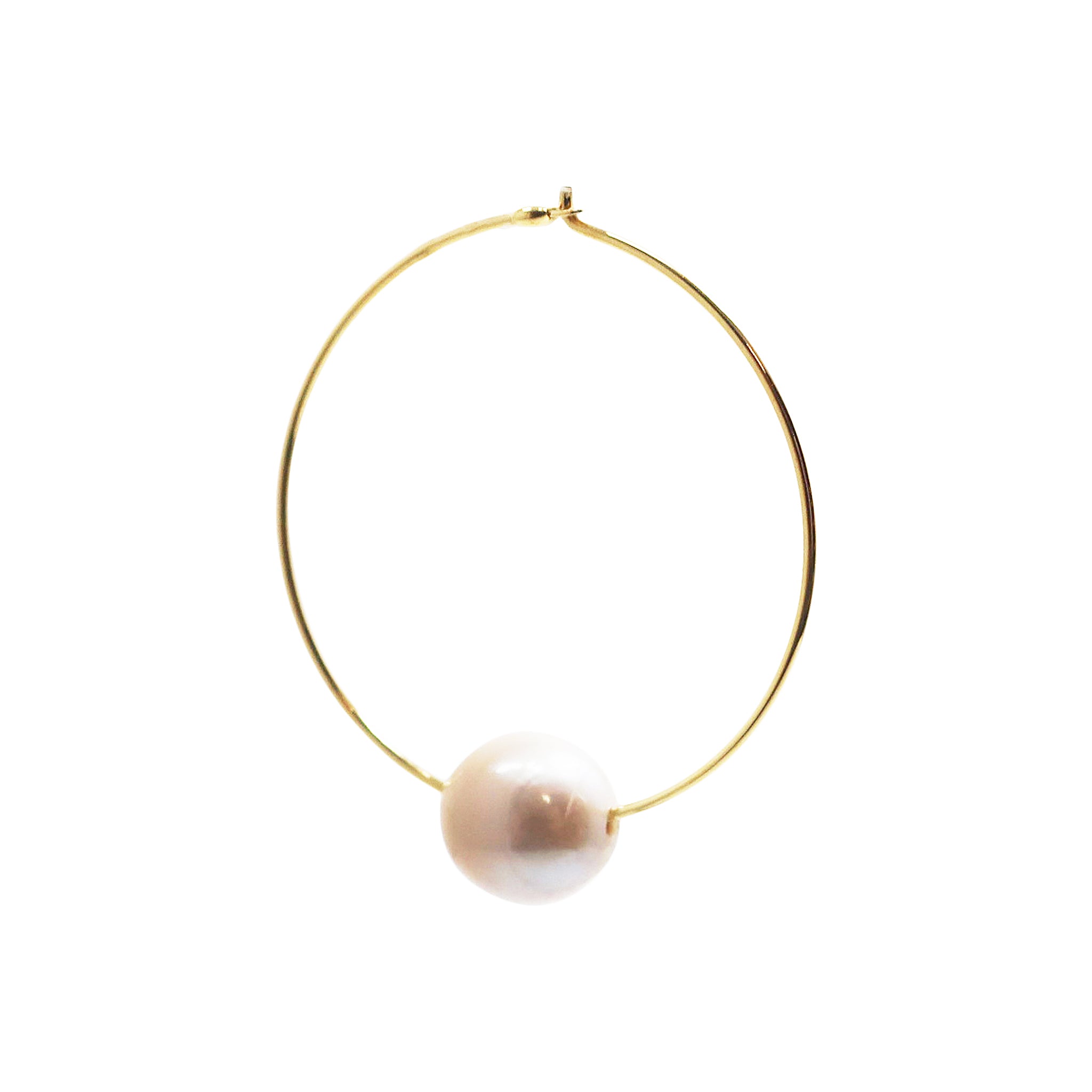 Chan Luu 1.50 inch Pink Floating Pearl Hoops in Gold Plated