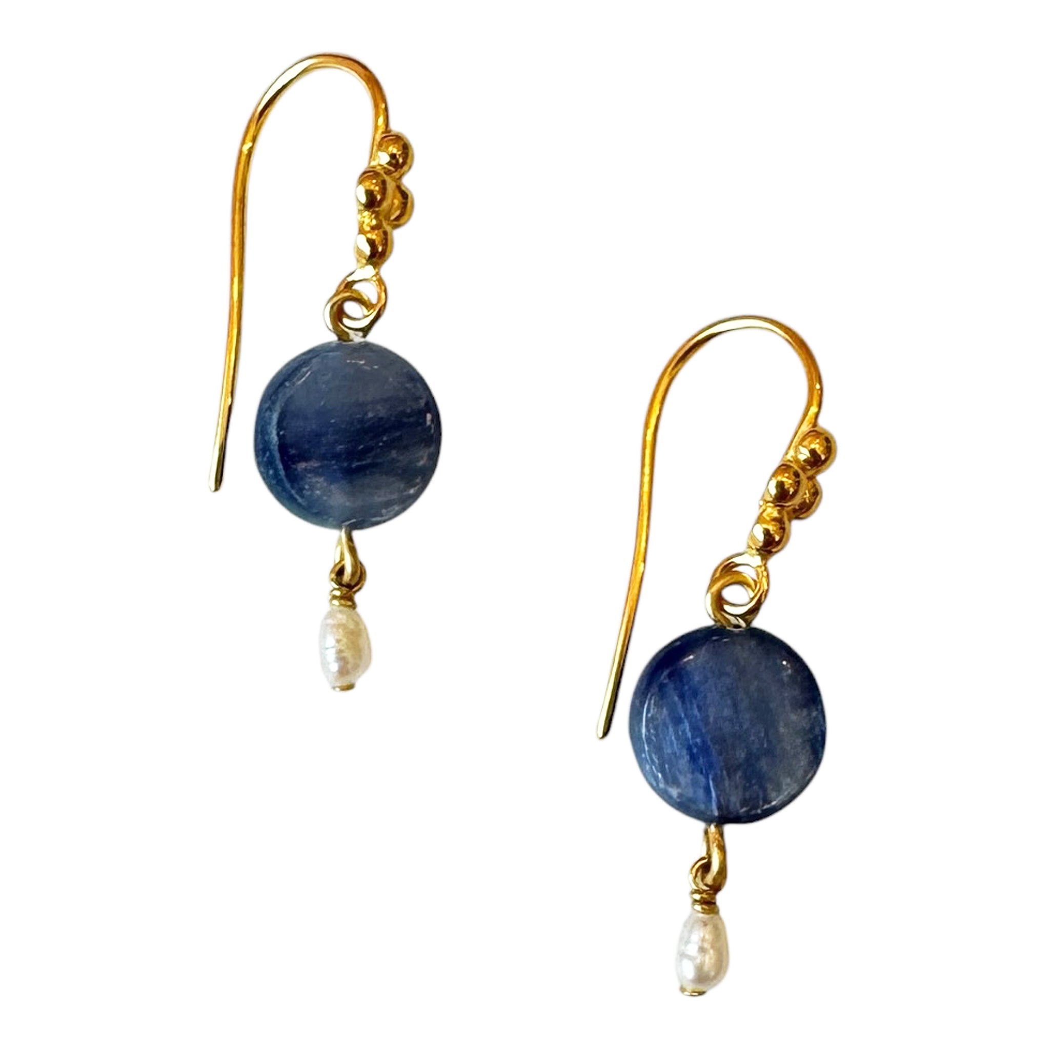 Chan Luu Petite Dangle Thick Circle Charm Earrings in Kyanite and 18k Gold Vermeil