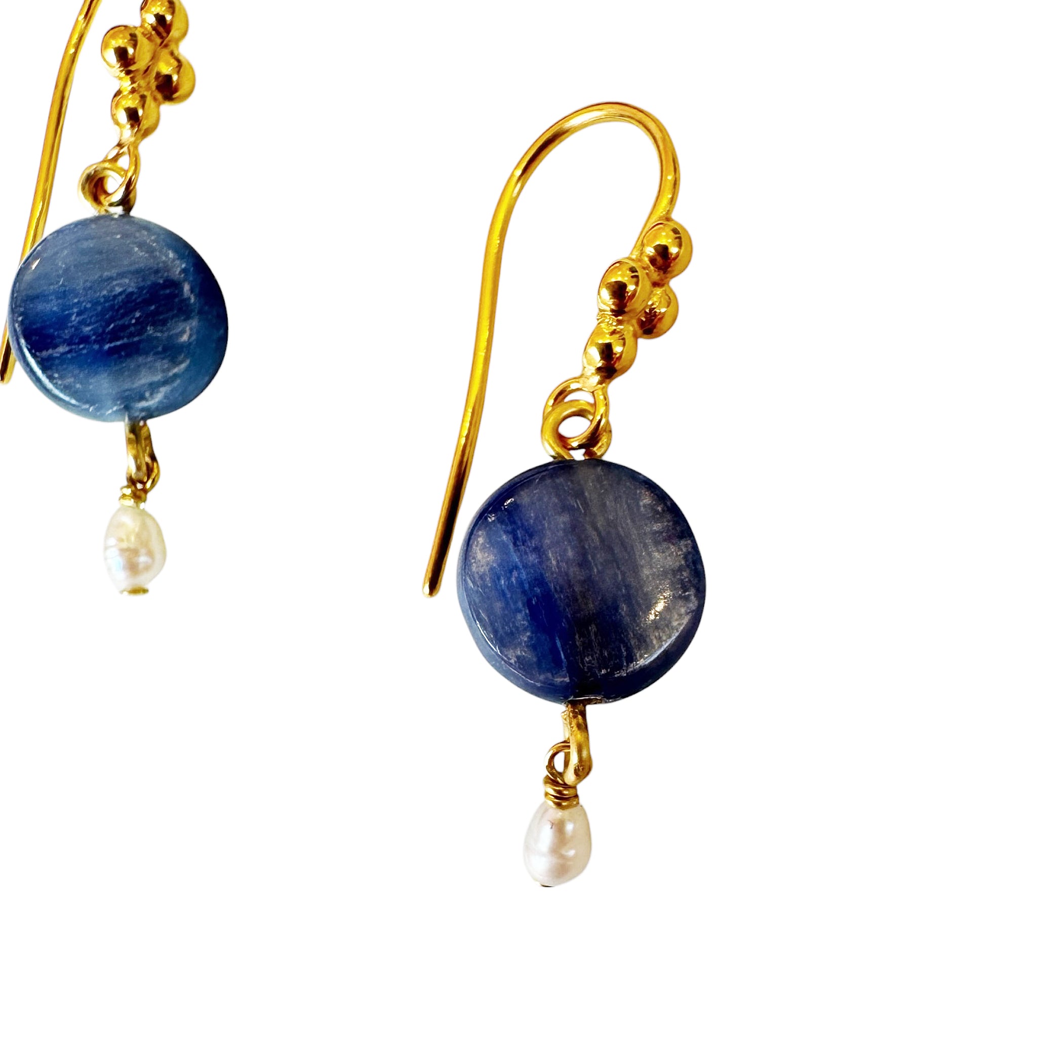 Chan Luu Petite Dangle Thick Circle Charm Earrings in Kyanite and 18k Gold Vermeil