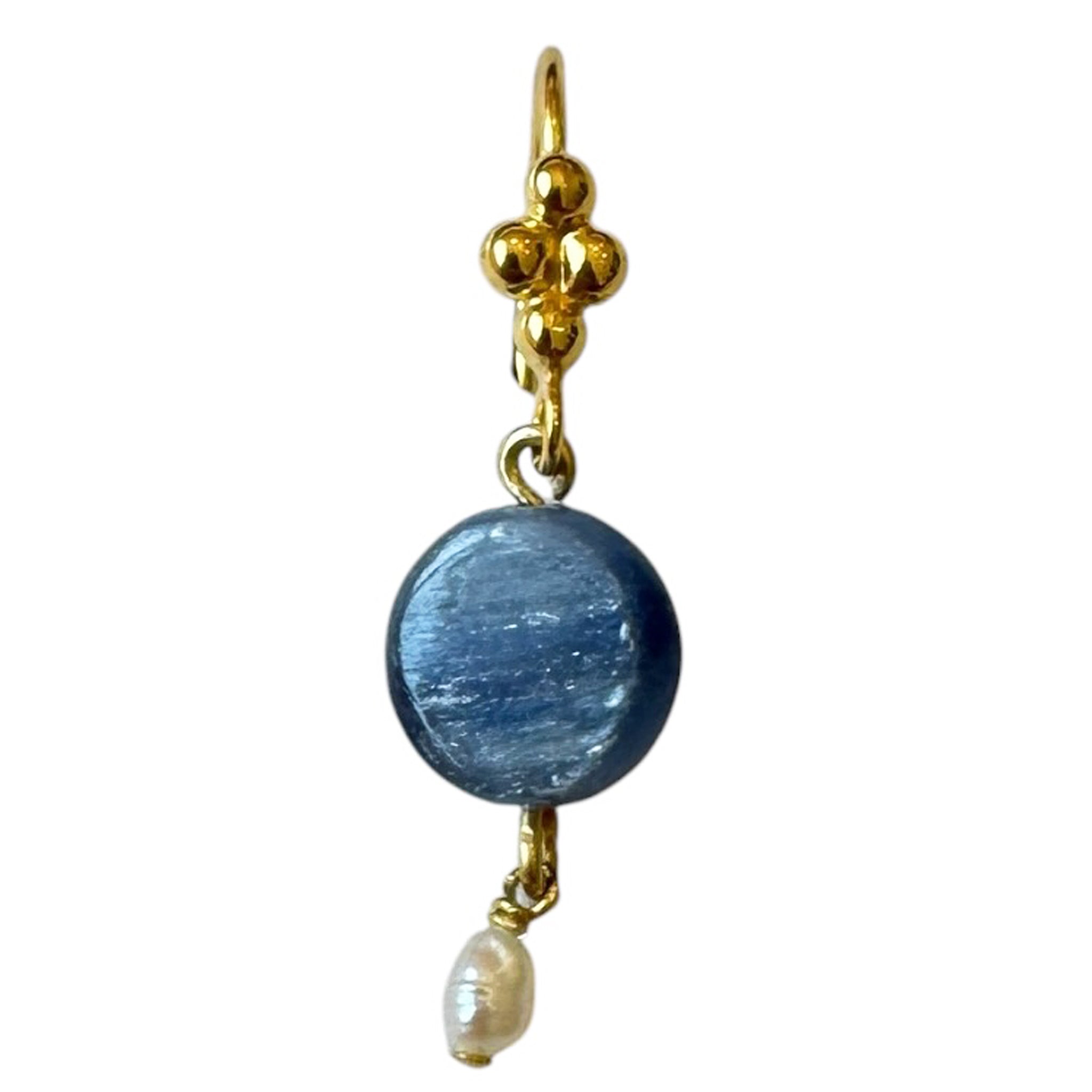 Chan Luu Petite Dangle Thick Circle Charm Earrings in Kyanite and 18k Gold Vermeil