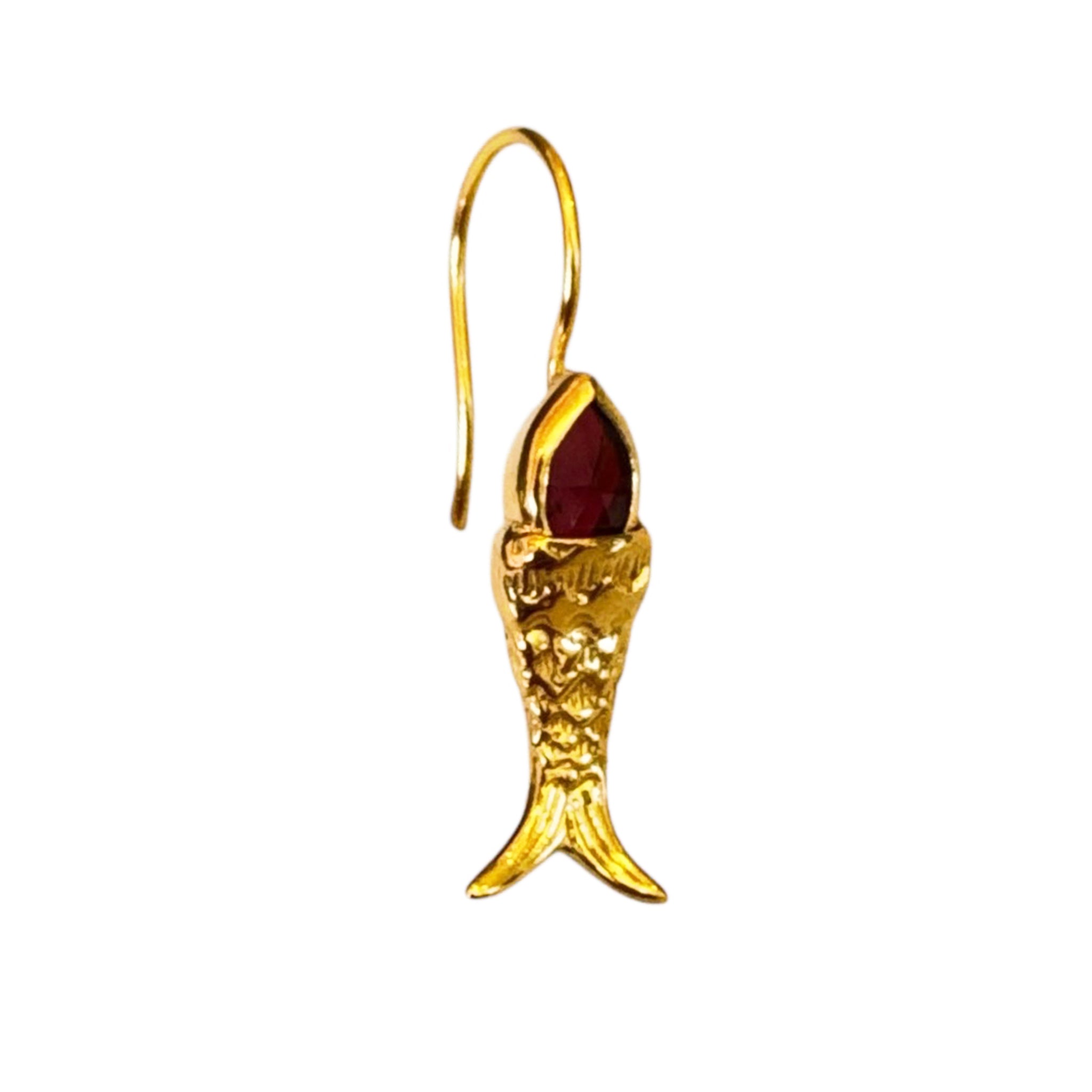 Chan Luu Fish Drop Dangle Earrings in Garnet and 18k Gold Vermeil